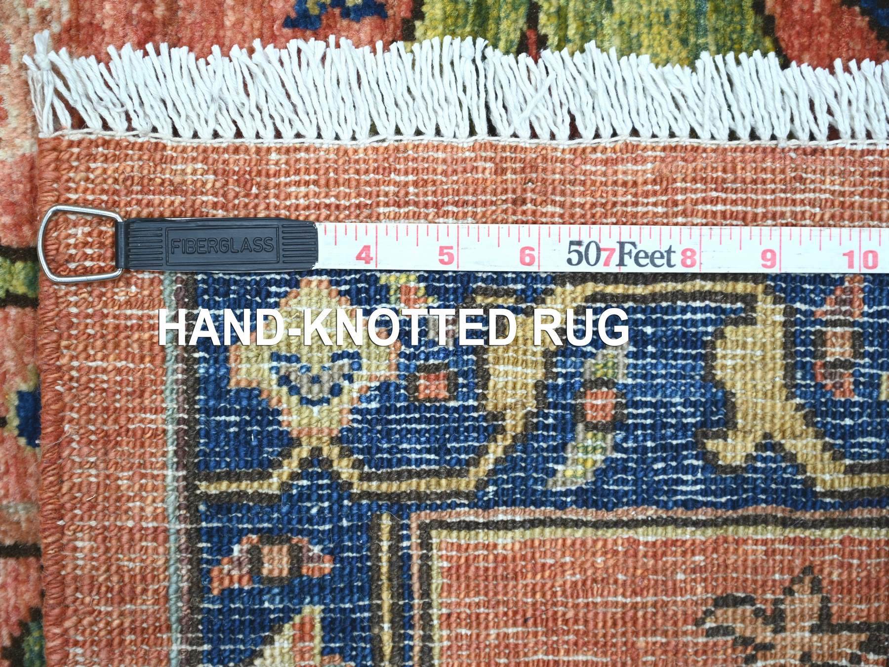 3'2"x11'6" Coral Red, Peshawar with Bijar Garus Design, Aryana Collection, Hand Knotted, Vegetable Dyes, High Mountain Wool, Densely Woven, Runner, Oriental Rug HR21268 - Image 6