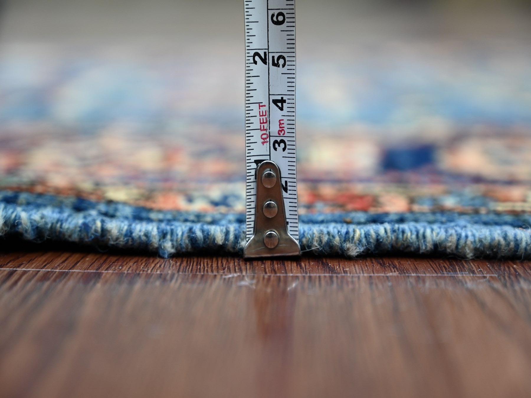 2'8"x9'7" Imperial Blue, Heriz All Over Design, Aryana Collection, Vegetable Dyes, Hand Knotted, Soft Pile, High Mountain Wool, Densely Woven, Runner, Oriental Rug HR21277 - Image 5
