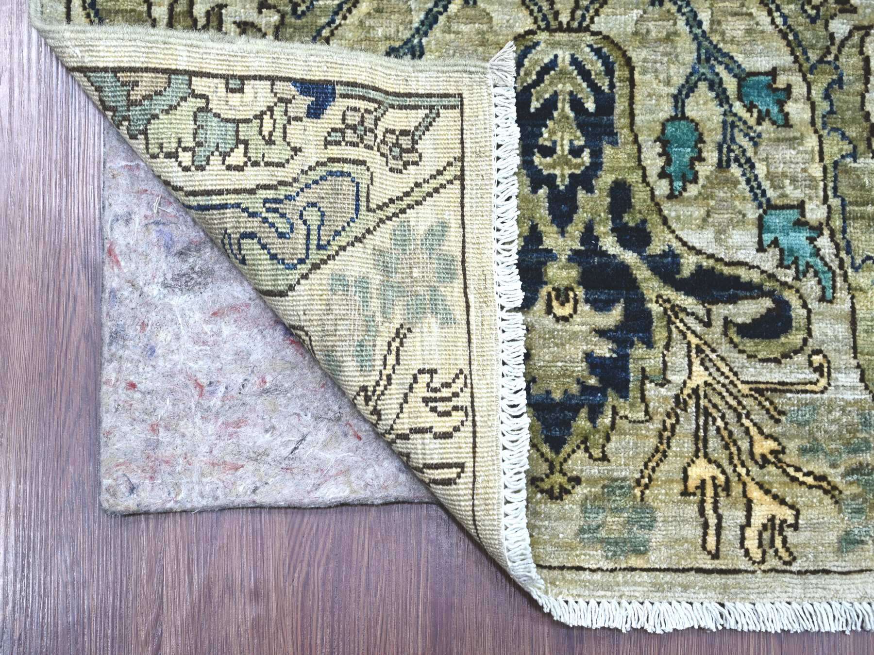 2'7"x14'2" Stone Gray, Bijar Garus Design, High Mountain Wool, Aryana Grade, Hand Knotted, Soft Pile, Vegetable Dyes, Densely Woven, Runner, Oriental Rug HR21280 - Image 2