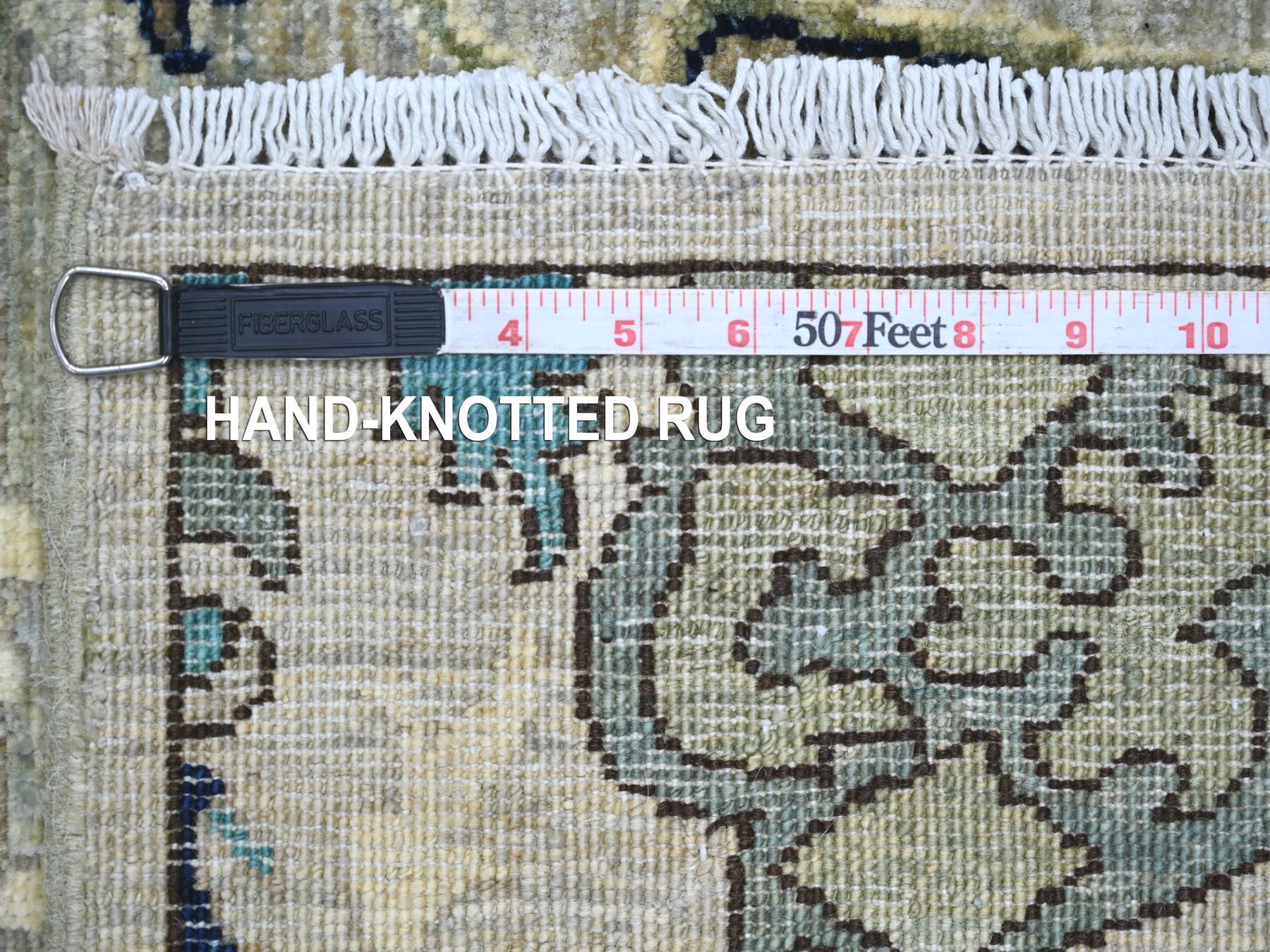 2'7"x14'2" Stone Gray, Bijar Garus Design, High Mountain Wool, Aryana Grade, Hand Knotted, Soft Pile, Vegetable Dyes, Densely Woven, Runner, Oriental Rug HR21280 - Image 6