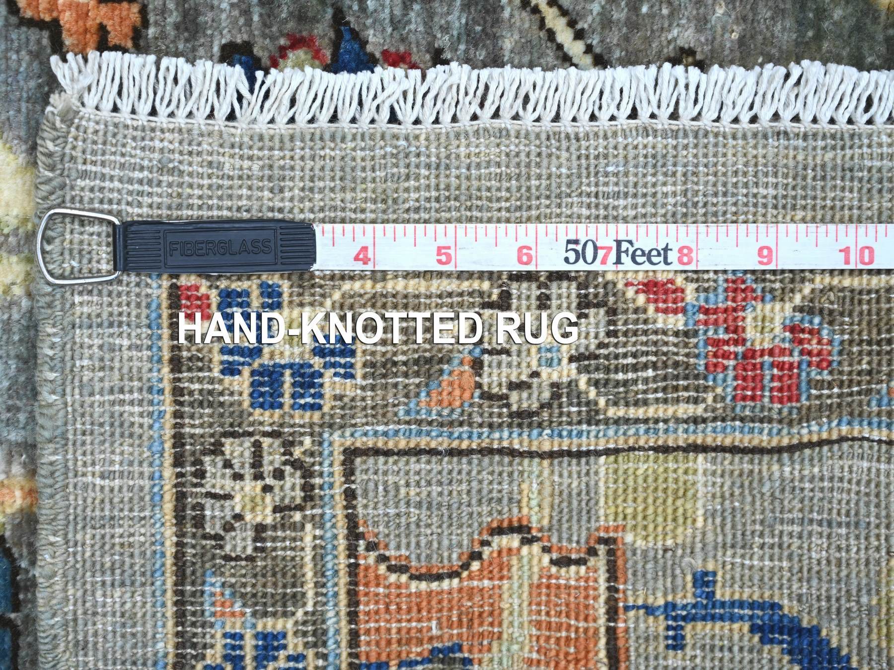 3'x16' Spanish Gray, Aryana Collection, Heriz All Over Design, Vegetable Dyes, Hand Knotted, Soft Pile, High Mountain Wool, Densely Woven, XL Runner, Oriental Rug HR21284 - Image 6