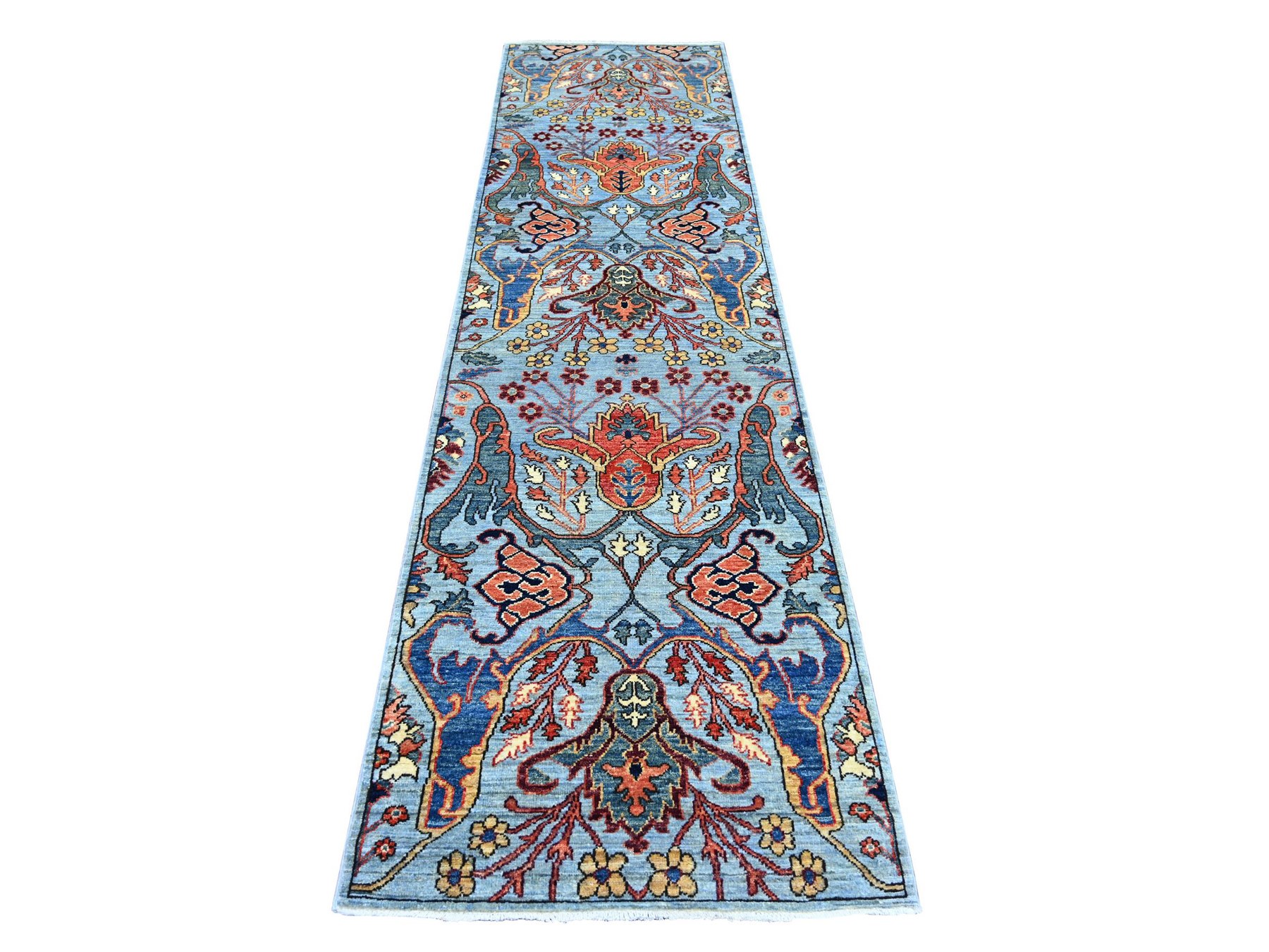 2'8"x10' Maya Blue, Bijar Garus Design, High Mountain Wool, Aryana Grade, Hand Knotted, Soft Pile, Vegetable Dyes, Densely Woven, Runner, Oriental Rug HR21316
