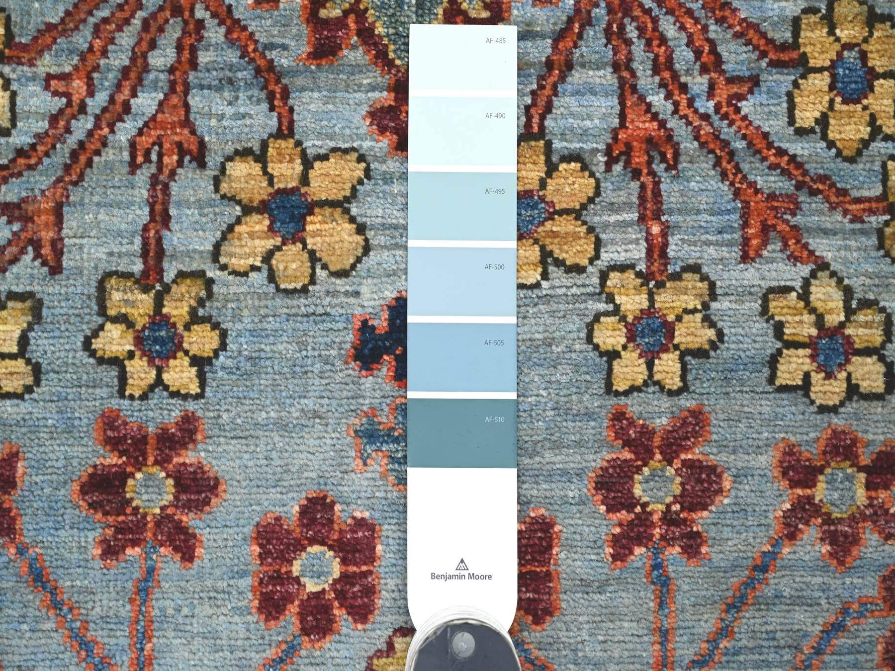 2'8"x10' Maya Blue, Bijar Garus Design, High Mountain Wool, Aryana Grade, Hand Knotted, Soft Pile, Vegetable Dyes, Densely Woven, Runner, Oriental Rug HR21316 - Image 3