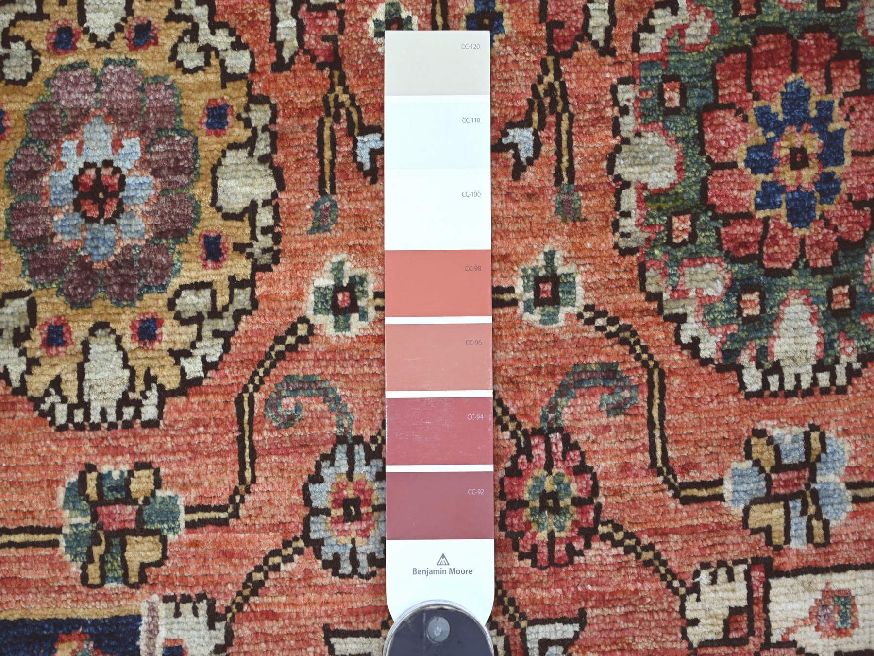 2'8"x19' Coral Red, Northwest Persian All Over Design, Aryana Grade, Hand Knotted, Vegetable Dyes, Soft Pile, High Mountain Wool, Densely Woven, XL Runner, Oriental Rug HR21317 - Image 3