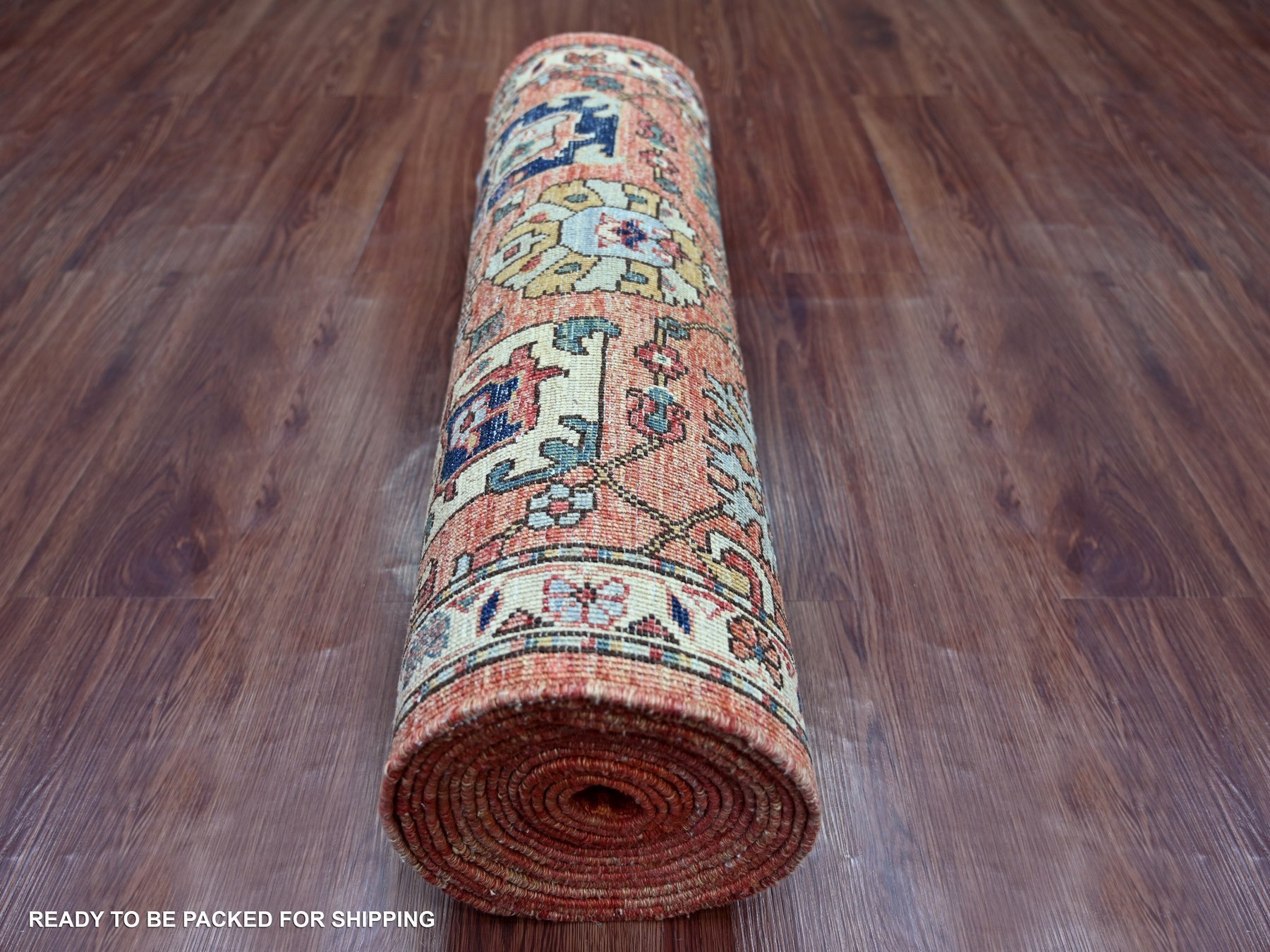 2'8"x19' Coral Red, Northwest Persian All Over Design, Aryana Grade, Hand Knotted, Vegetable Dyes, Soft Pile, High Mountain Wool, Densely Woven, XL Runner, Oriental Rug HR21317 - Image 4