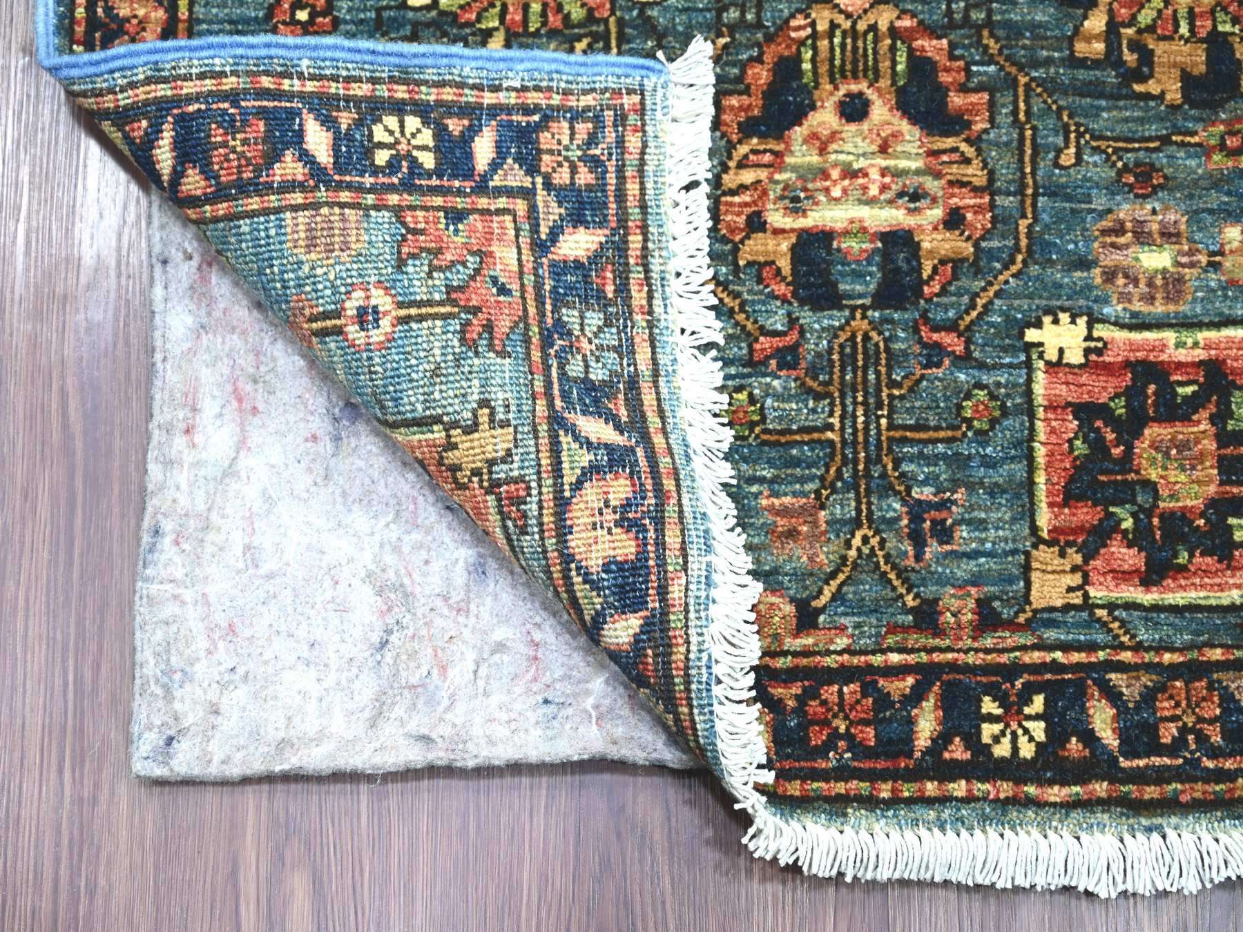2'9"x12'10" Marlin Blue, Northwest Persian All Over Design, Aryana Grade, Hand Knotted, Vegetable Dyes, Soft Pile, High Mountain Wool, Densely Woven, Runner, Oriental Rug HR21322 - Image 2