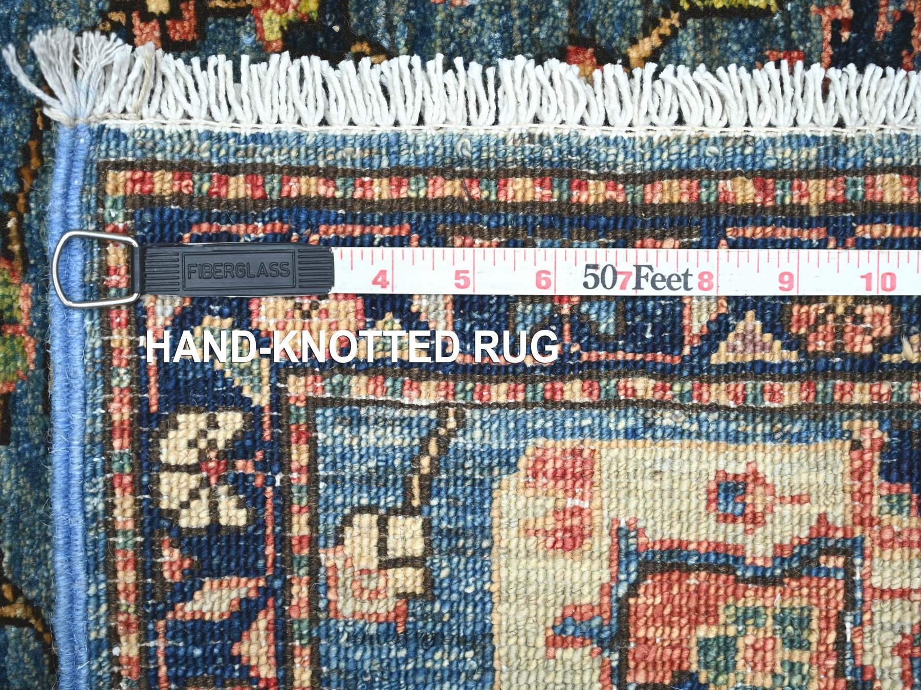 2'9"x12'10" Marlin Blue, Northwest Persian All Over Design, Aryana Grade, Hand Knotted, Vegetable Dyes, Soft Pile, High Mountain Wool, Densely Woven, Runner, Oriental Rug HR21322 - Image 6