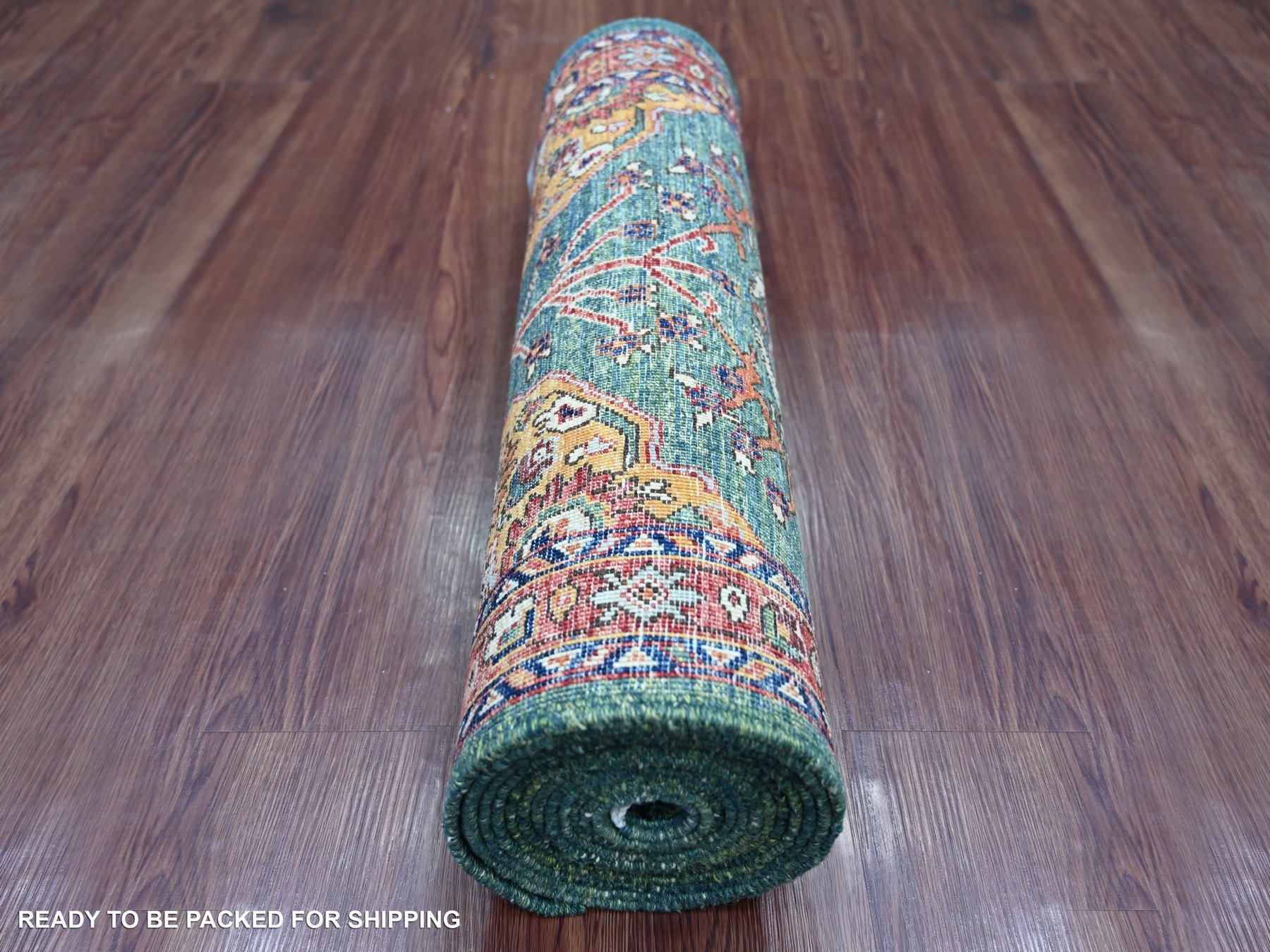 2'5"x13'9" Bottle Green, Tabriz with Peacocks, Persian Design, Aryana Grade, Soft Pile, Hand Knotted, High Mountain Wool, Vegetable Dyes, Densely Woven, Runner, Oriental Rug HR21323 - Image 4