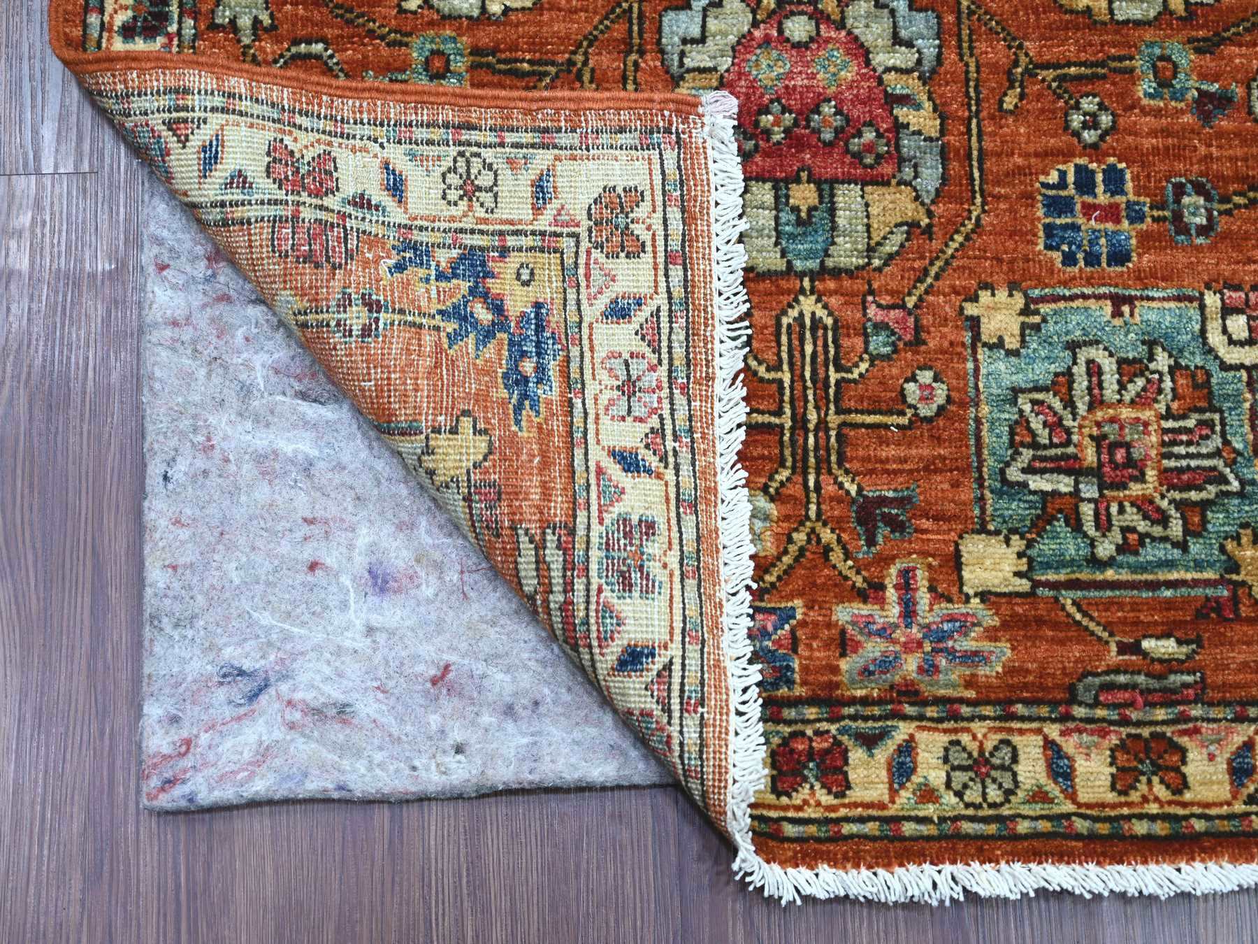 2'7"x14'5" Rust Orange, Northwest Persian All Over Design, Aryana Grade, Hand Knotted, Vegetable Dyes, Soft Pile, High Mountain Wool, Densely Woven, Runner, Oriental Rug HR21325 - Image 2