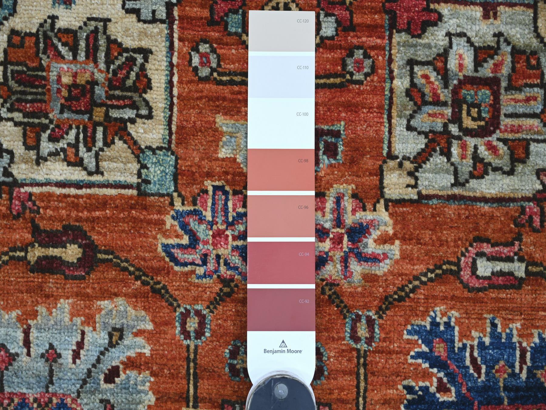 2'7"x14'5" Rust Orange, Northwest Persian All Over Design, Aryana Grade, Hand Knotted, Vegetable Dyes, Soft Pile, High Mountain Wool, Densely Woven, Runner, Oriental Rug HR21325 - Image 3