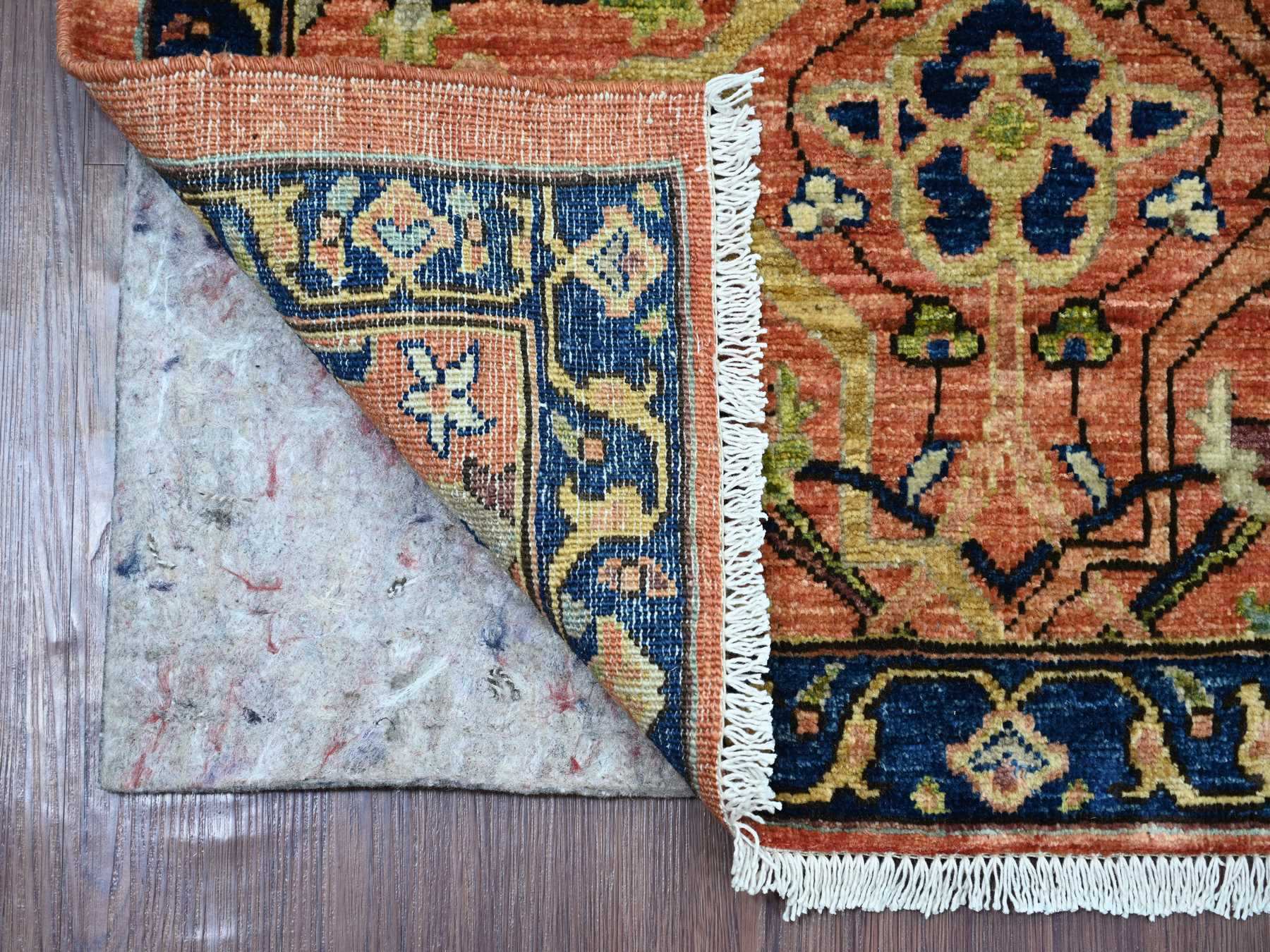 2'10"x9'5" Coral Red, Peshawar with Bijar Garus Design, Hand Knotted, High Mountain Wool, Aryana Grade, Soft Pile, Vegetable Dyes, Densely Woven, Runner, Oriental Rug HR21328 - Image 2