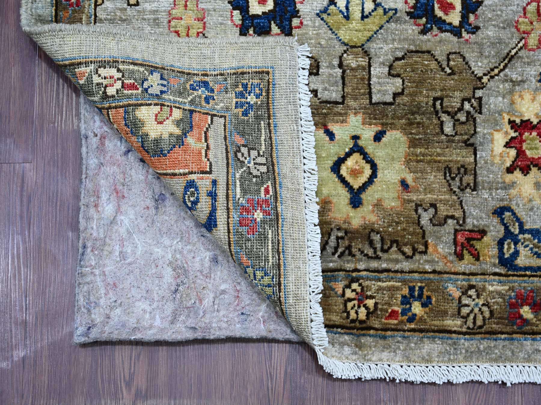 3'x15'9" Spanish Gray, Heriz All Over Design, Aryana Collection, Vegetable Dyes, Hand Knotted, Soft Pile, High Mountain Wool, Densely Woven, XL Runner, Oriental Rug HR21329 - Image 2