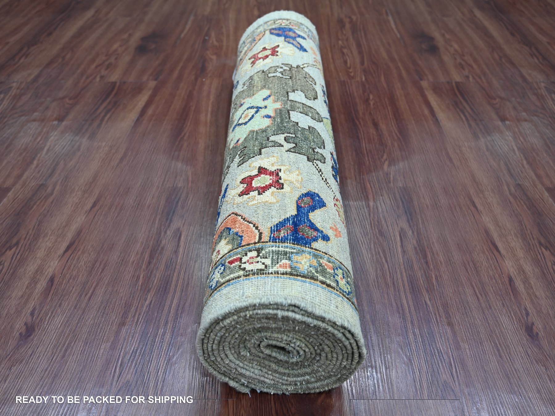 3'x15'9" Spanish Gray, Heriz All Over Design, Aryana Collection, Vegetable Dyes, Hand Knotted, Soft Pile, High Mountain Wool, Densely Woven, XL Runner, Oriental Rug HR21329 - Image 4