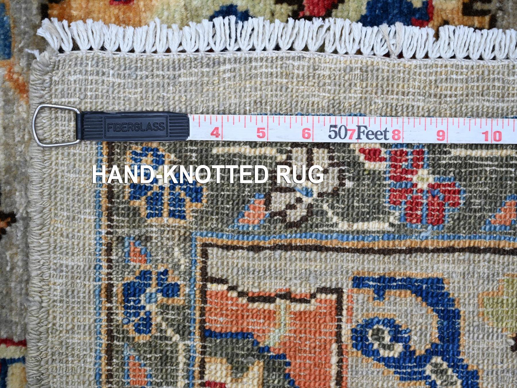3'x15'9" Spanish Gray, Heriz All Over Design, Aryana Collection, Vegetable Dyes, Hand Knotted, Soft Pile, High Mountain Wool, Densely Woven, XL Runner, Oriental Rug HR21329 - Image 6