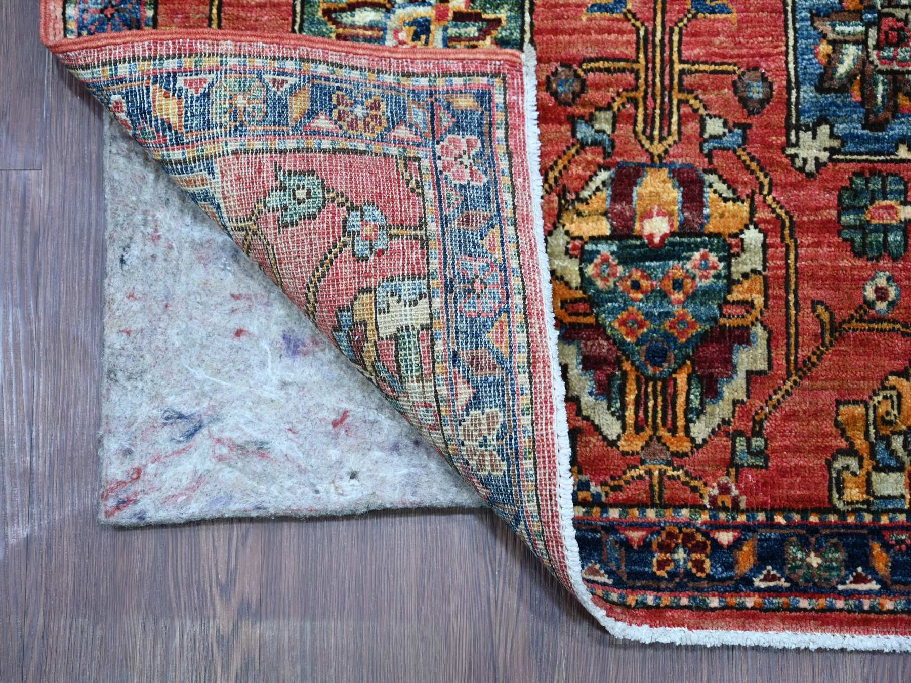 2'8"x16'1" Crimson Red, Northwest Persian All Over Design, Aryana Grade, Hand Knotted, Vegetable Dyes, Soft Pile, High Mountain Wool, Densely Woven, XL Runner, Oriental Rug HR21331 - Image 2