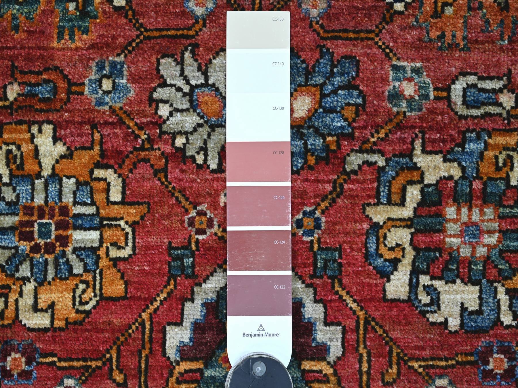2'8"x16'1" Crimson Red, Northwest Persian All Over Design, Aryana Grade, Hand Knotted, Vegetable Dyes, Soft Pile, High Mountain Wool, Densely Woven, XL Runner, Oriental Rug HR21331 - Image 3