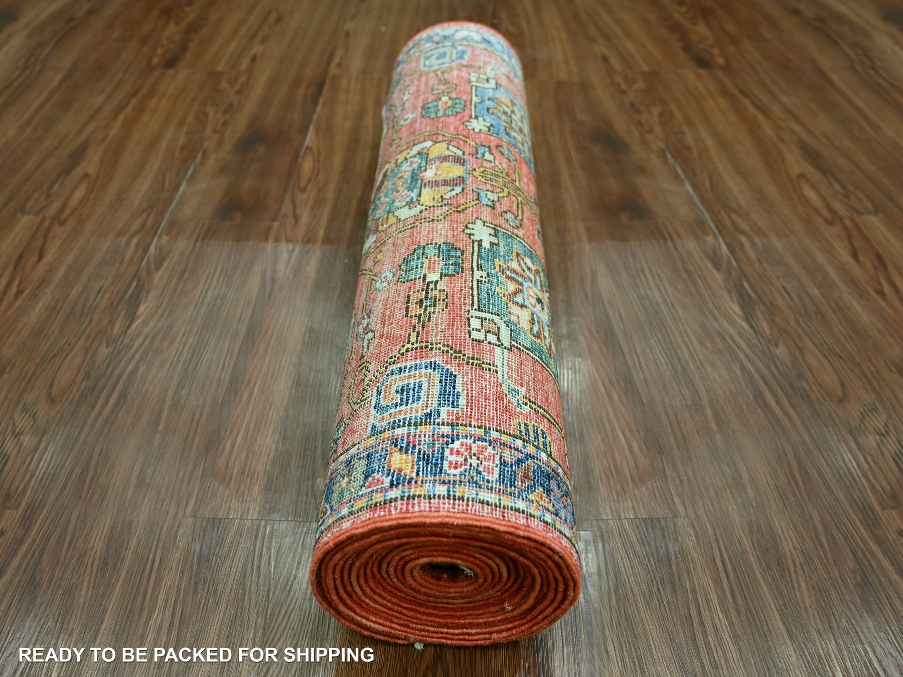 2'8"x16'1" Crimson Red, Northwest Persian All Over Design, Aryana Grade, Hand Knotted, Vegetable Dyes, Soft Pile, High Mountain Wool, Densely Woven, XL Runner, Oriental Rug HR21331 - Image 4