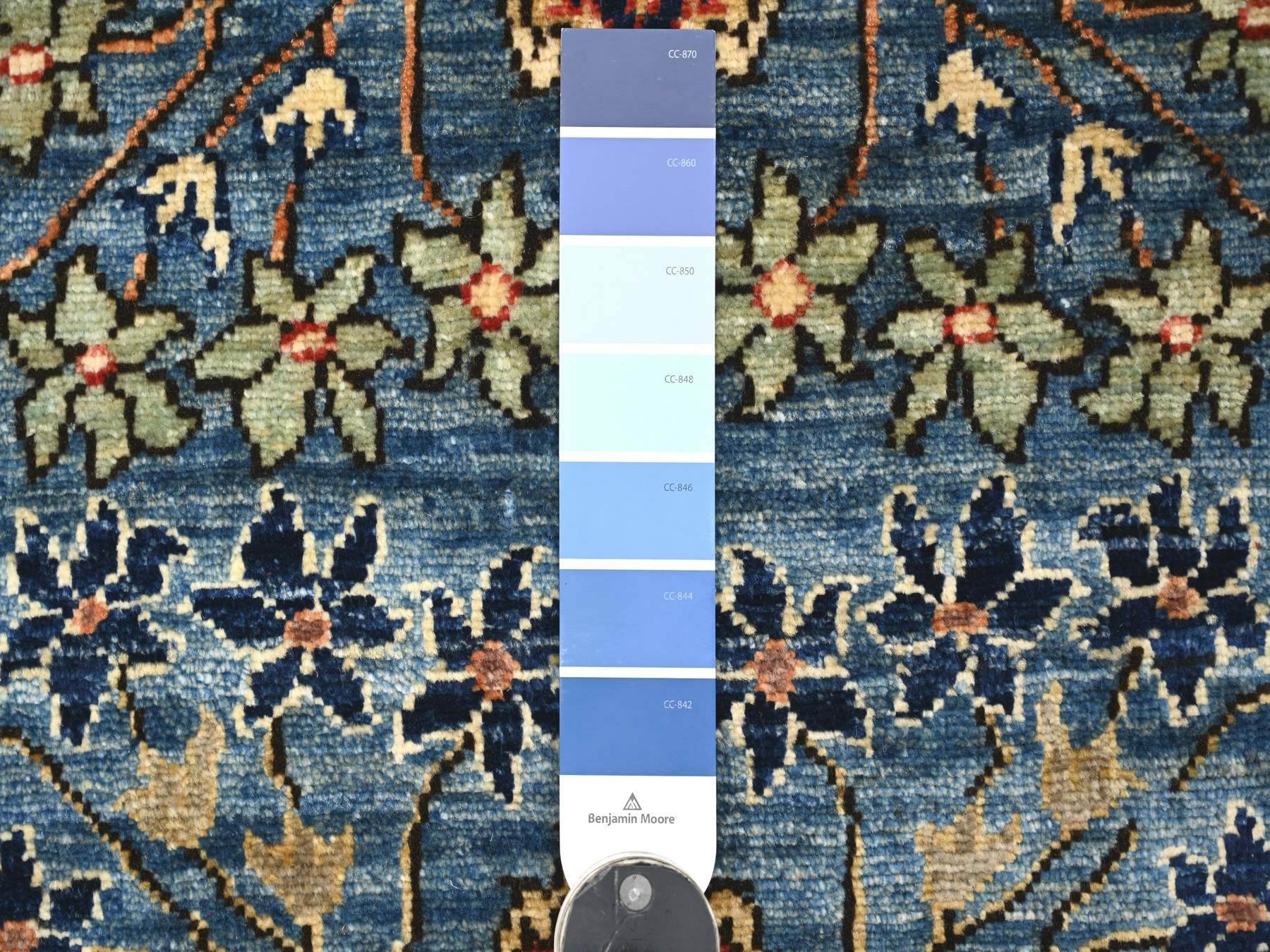 2'8"x14'3" Carolina Blue, Bijar Garus Design, High Mountain Wool, Aryana Grade, Hand Knotted, Soft Pile, Vegetable Dyes, Densely Woven, Runner, Oriental Rug HR21375 - Image 3