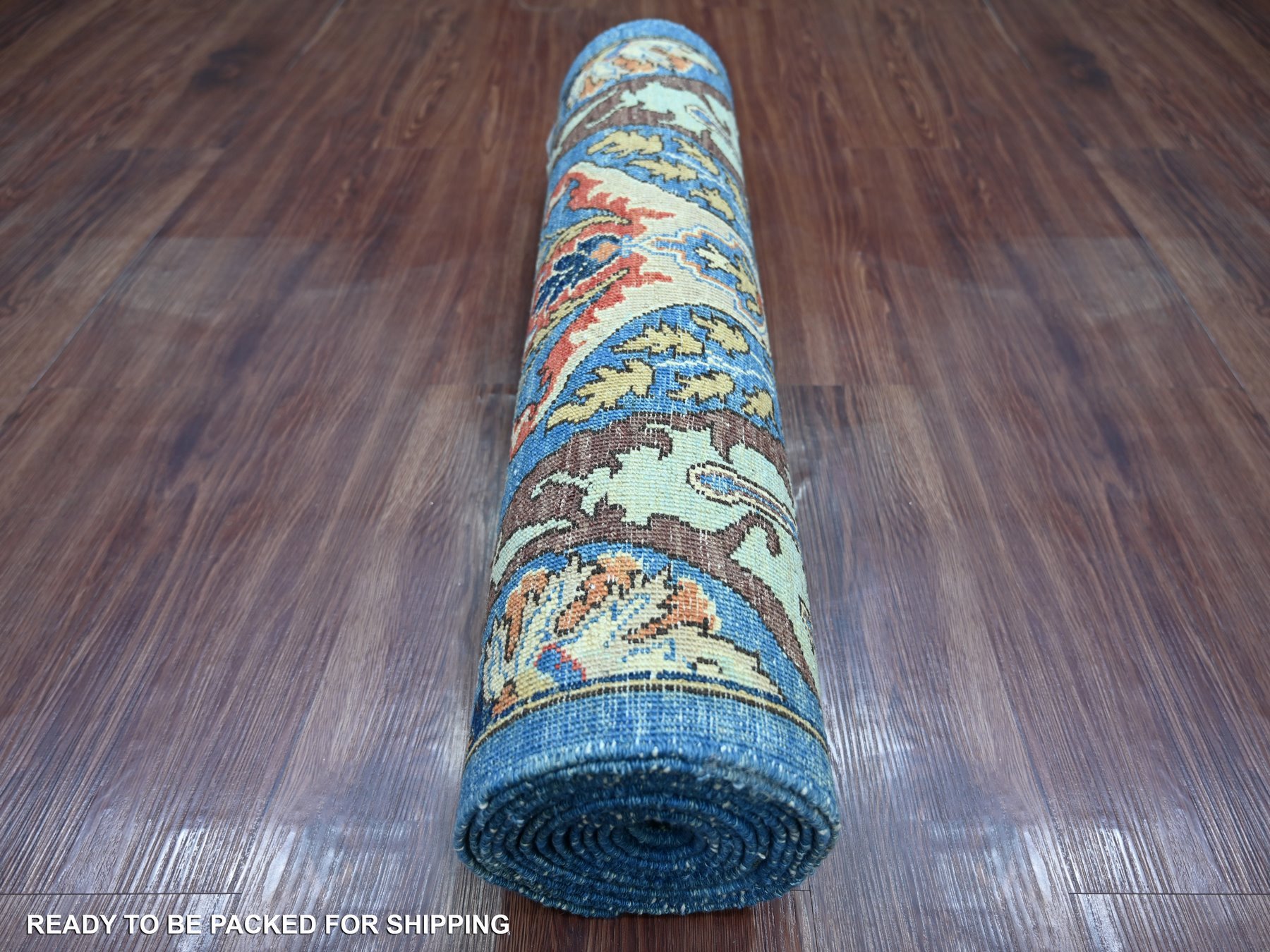 2'8"x14'3" Carolina Blue, Bijar Garus Design, High Mountain Wool, Aryana Grade, Hand Knotted, Soft Pile, Vegetable Dyes, Densely Woven, Runner, Oriental Rug HR21375 - Image 4