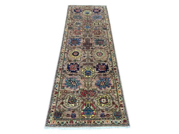 2'7"x7'9" Almond Brown, Northwest Persian All Over Design, Aryana Grade, Hand Knotted, Vegetable Dyes, Soft Pile, High Mountain Wool, Densely Woven, Runner, Oriental Rug HR21376