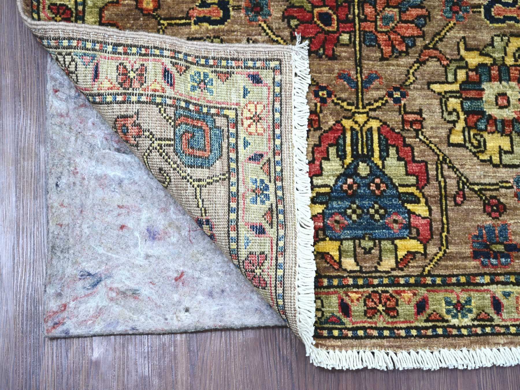 2'7"x7'9" Almond Brown, Northwest Persian All Over Design, Aryana Grade, Hand Knotted, Vegetable Dyes, Soft Pile, High Mountain Wool, Densely Woven, Runner, Oriental Rug HR21376 - Image 2