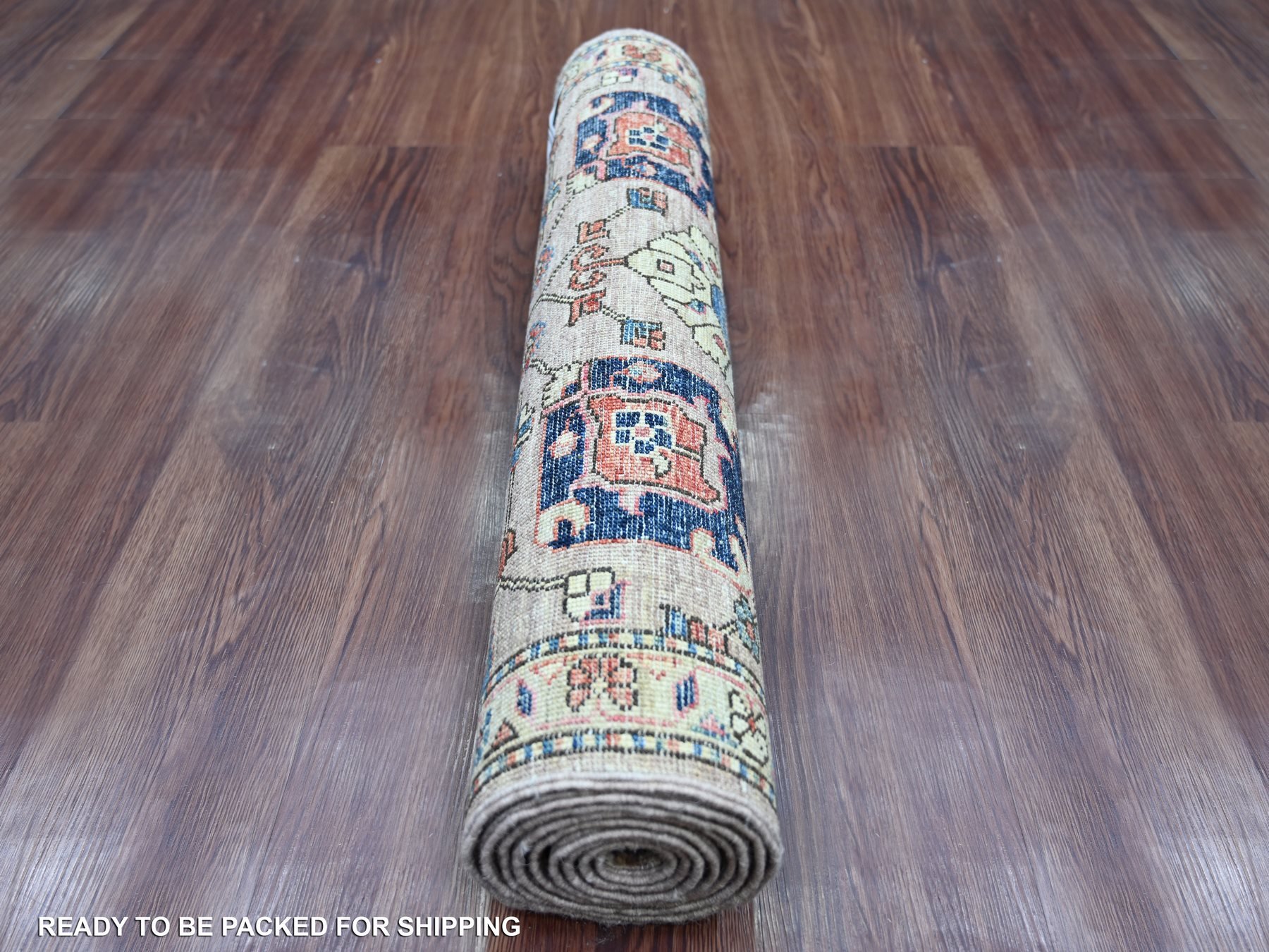 2'7"x7'9" Almond Brown, Northwest Persian All Over Design, Aryana Grade, Hand Knotted, Vegetable Dyes, Soft Pile, High Mountain Wool, Densely Woven, Runner, Oriental Rug HR21376 - Image 4