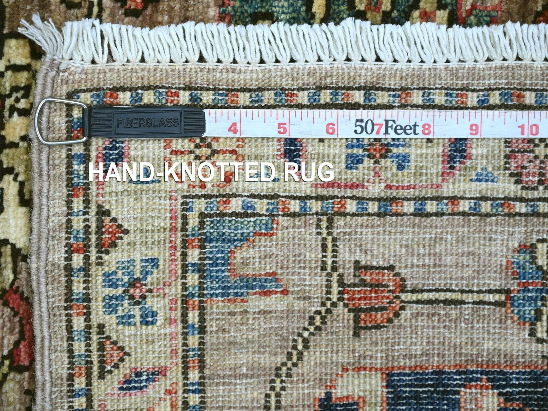 2'7"x7'9" Almond Brown, Northwest Persian All Over Design, Aryana Grade, Hand Knotted, Vegetable Dyes, Soft Pile, High Mountain Wool, Densely Woven, Runner, Oriental Rug HR21376 - Image 6
