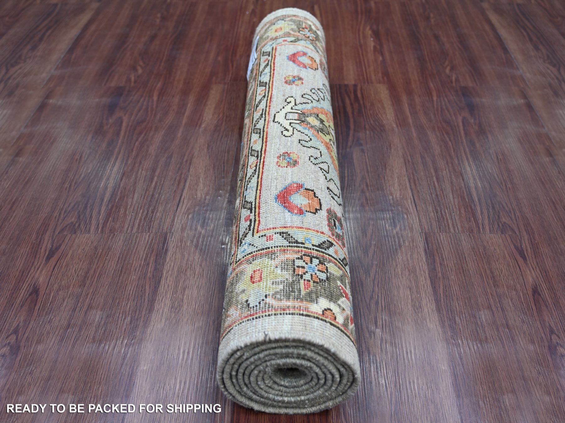 2'7"x8' Cloud Gray, Aryana Grade, Peshawar with Karajeh Design, Vegetable Dyes, High Mountain Wool, Hand Knotted, Runner, Oriental Rug HR21378 - Image 4