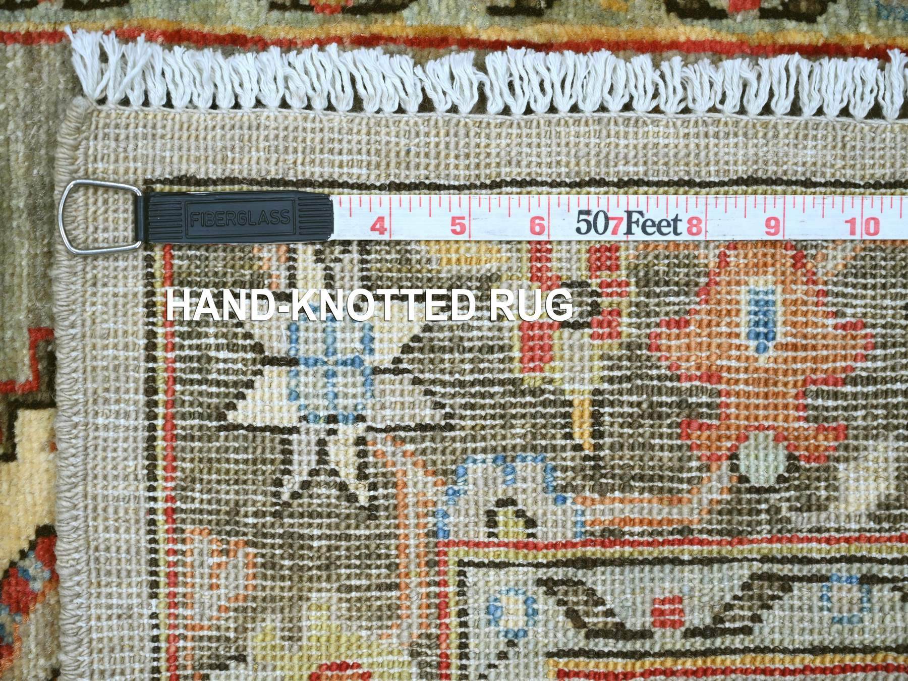 2'7"x8' Cloud Gray, Aryana Grade, Peshawar with Karajeh Design, Vegetable Dyes, High Mountain Wool, Hand Knotted, Runner, Oriental Rug HR21378 - Image 6