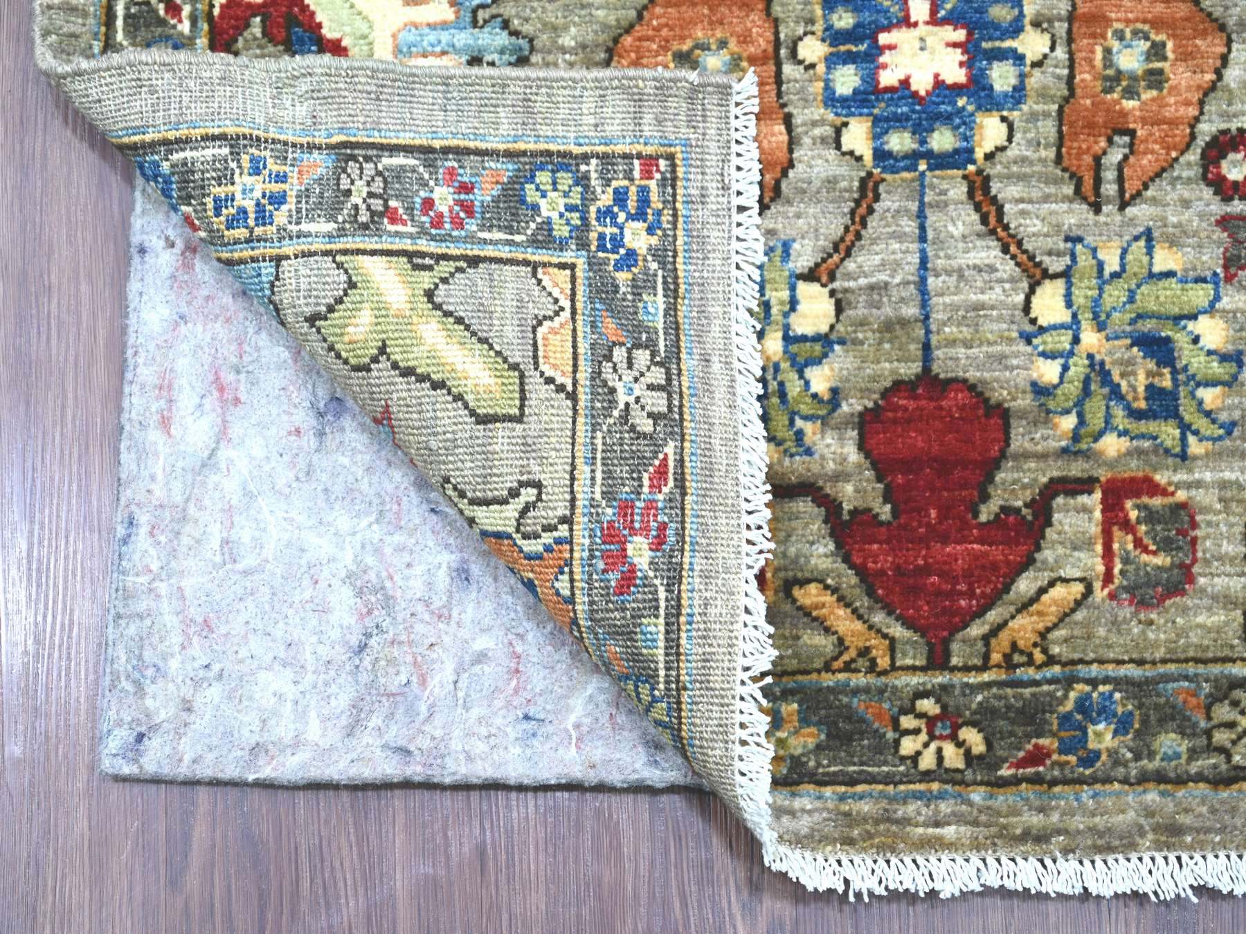 3'x17'7" Greenish Gray, Aryana Collection, Heriz All Over Design, Vegetable Dyes, Hand Knotted, Soft Pile, High Mountain Wool, Densely Woven, XL Runner, Oriental Rug HR21428 - Image 2