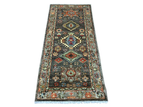 2'8"x6' Mocha Brown, Aryana Grade, Peshawar with Karajeh Design, Hand Knotted, High Mountain Wool, Vegetable Dyes, Runner, Oriental Rug HR21457