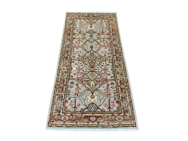 2'10"x5'10" Khaki Brown, Peshawar with Bijar Garus Design, Hand Knotted, High Mountain Wool, Aryana Grade, Soft Pile, Vegetable Dyes, Densely Woven, Runner, Oriental Rug HR21463
