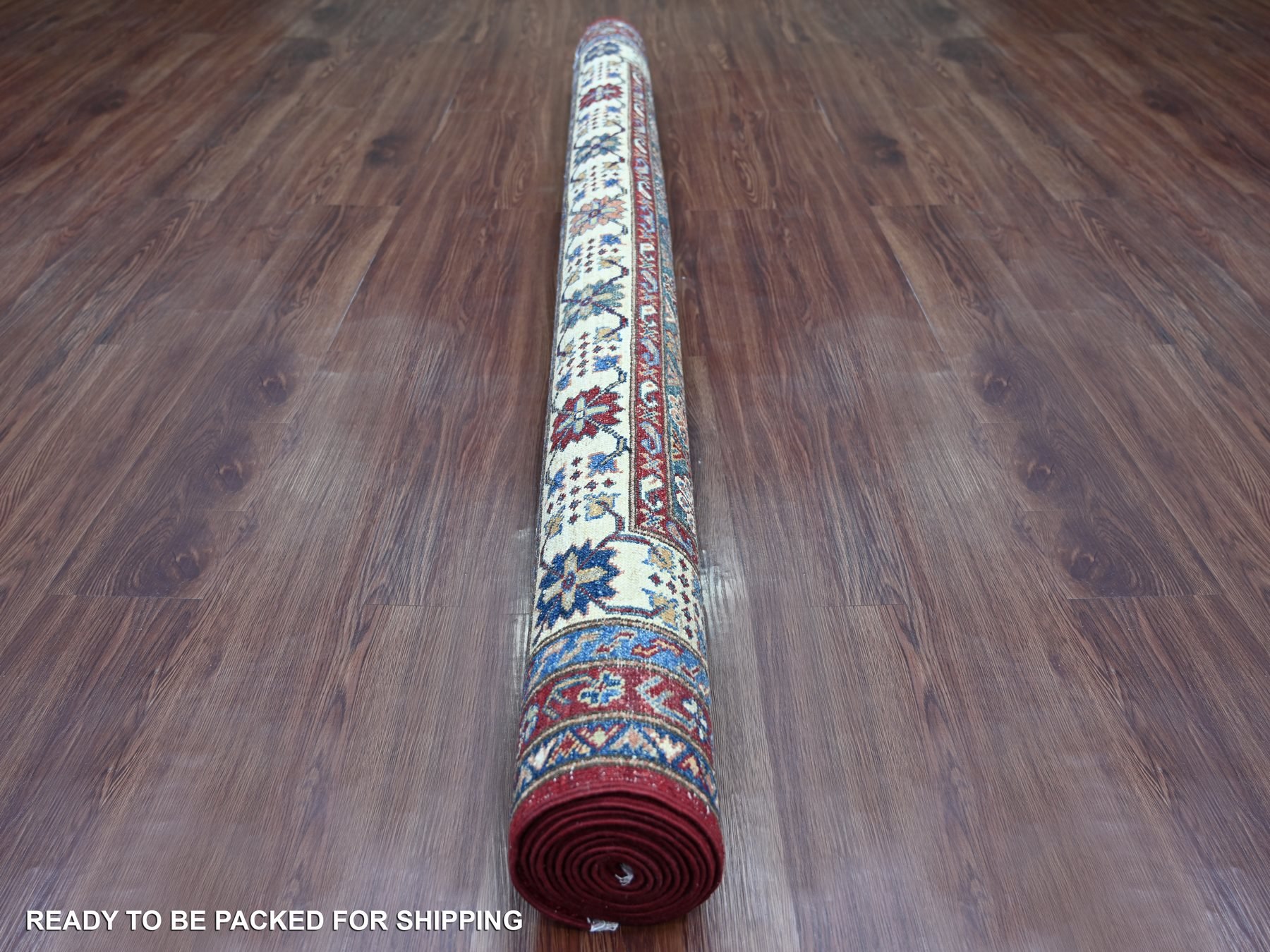 6'x9'4" Brick Red, Pure Wool, Vegetable Dyes, Afghan Super Kazak with Geometric Medallions Design, Hand Knotted, Oriental Rug HR21553 - Image 4