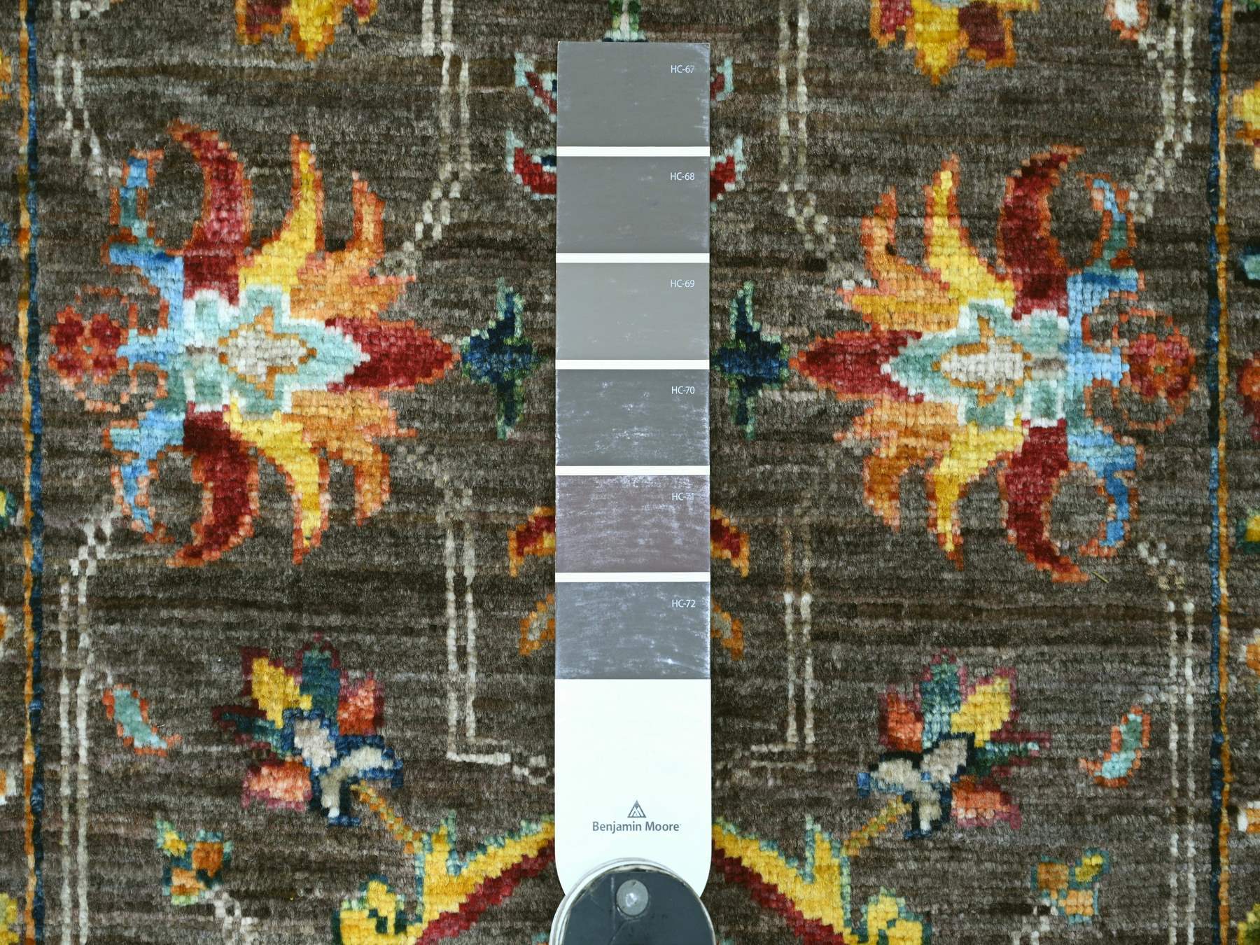 2'8"x4'2" Stone Gray, Hand Knotted Afghan Sultani All Over Floral Pattern, Soft and Vibrant Wool, Natural Dyes Sample, Mat, Oriental Rug HR21682 - Image 3