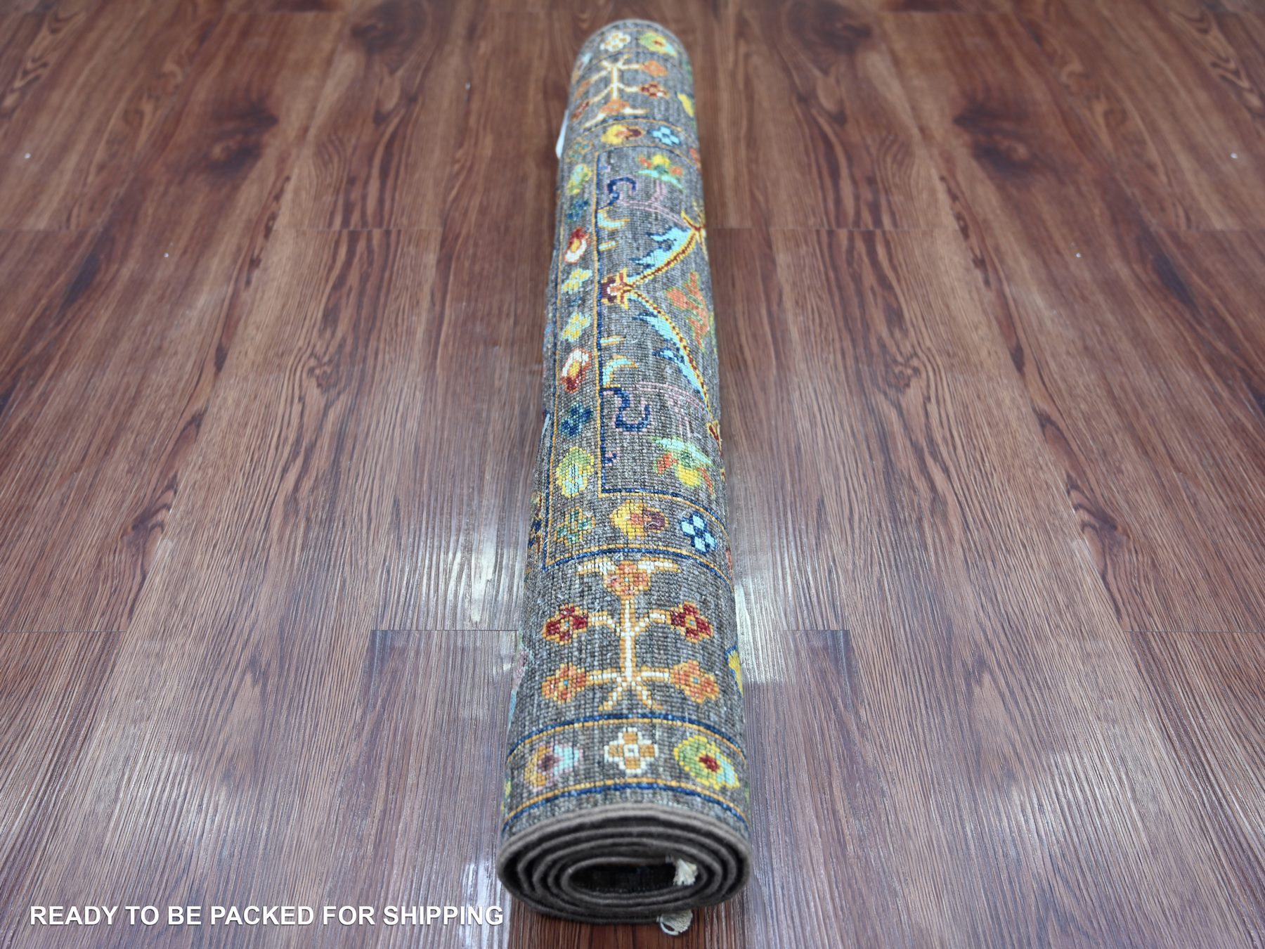 2'8"x4'2" Stone Gray, Hand Knotted Afghan Sultani All Over Floral Pattern, Soft and Vibrant Wool, Natural Dyes Sample, Mat, Oriental Rug HR21682 - Image 4