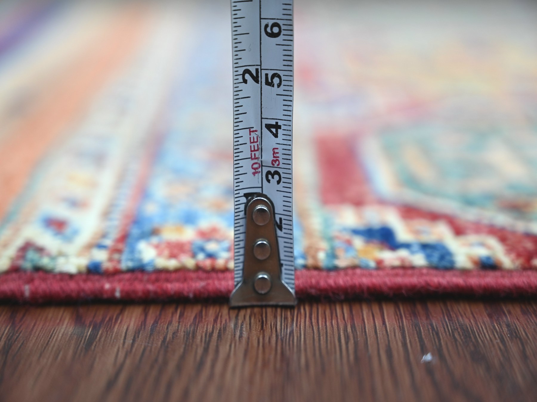 2'x3'1" Colorful, Afghan Super Kazak with Khorjin Design, Hand Knotted, Vegetable Dyes, Pure Wool, Sample, Mat, Oriental Rug HR21729 - Image 5