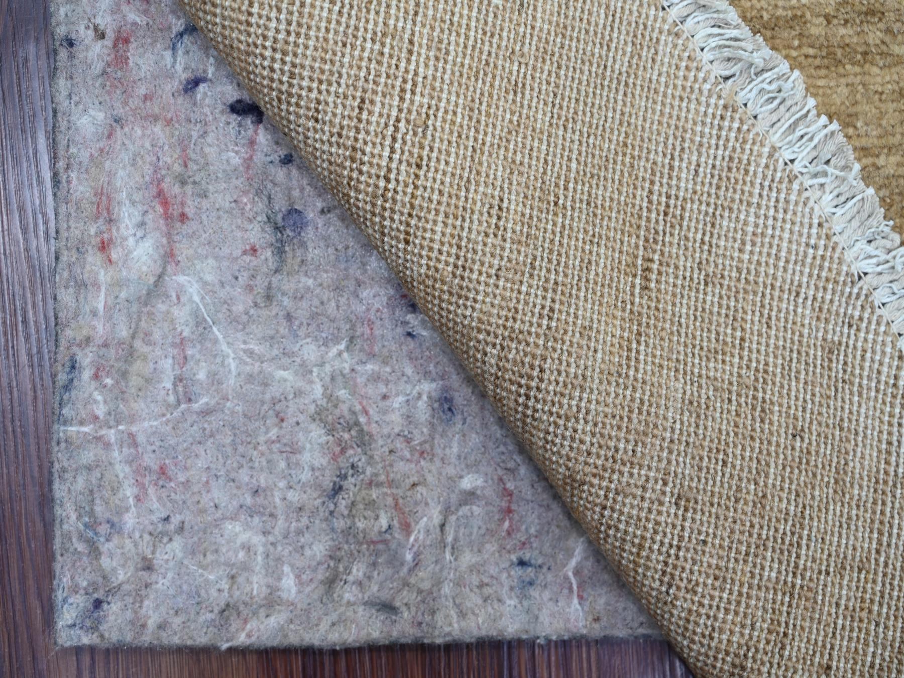 9'9"x9'9" Beaver Brown, Plain Solid Pattern, Hand Spun Ghazni Wool, Hand Knotted, Lush and Plush, Round, Oriental Rug HR21835 - Image 4
