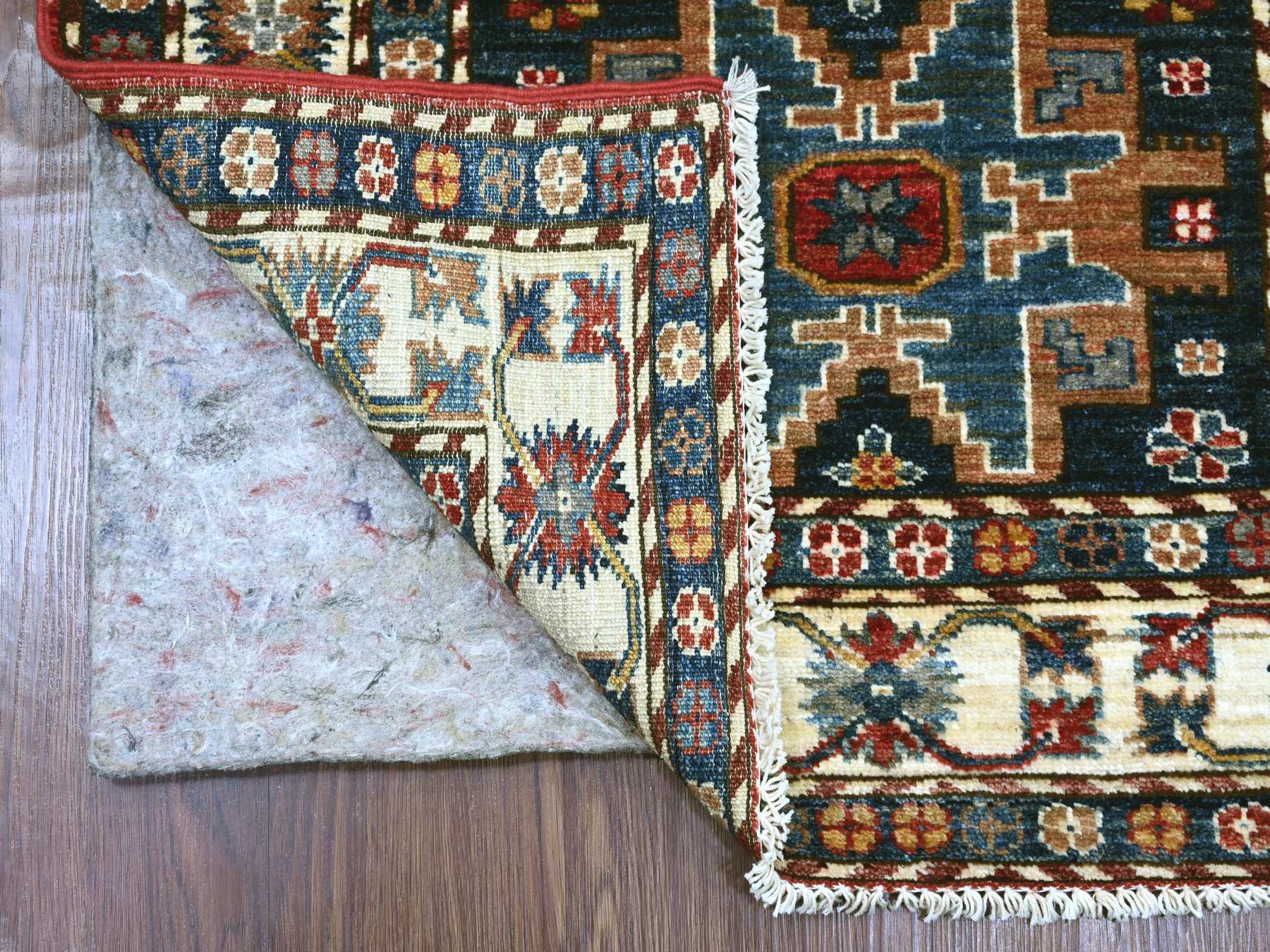 2'10"x9' Colorful, Vegetable Dyes, Afghan Super Kazak with Geometric Medallions Design, Hand Knotted, Pure Wool, Runner, Oriental Rug HR21870 - Image 2
