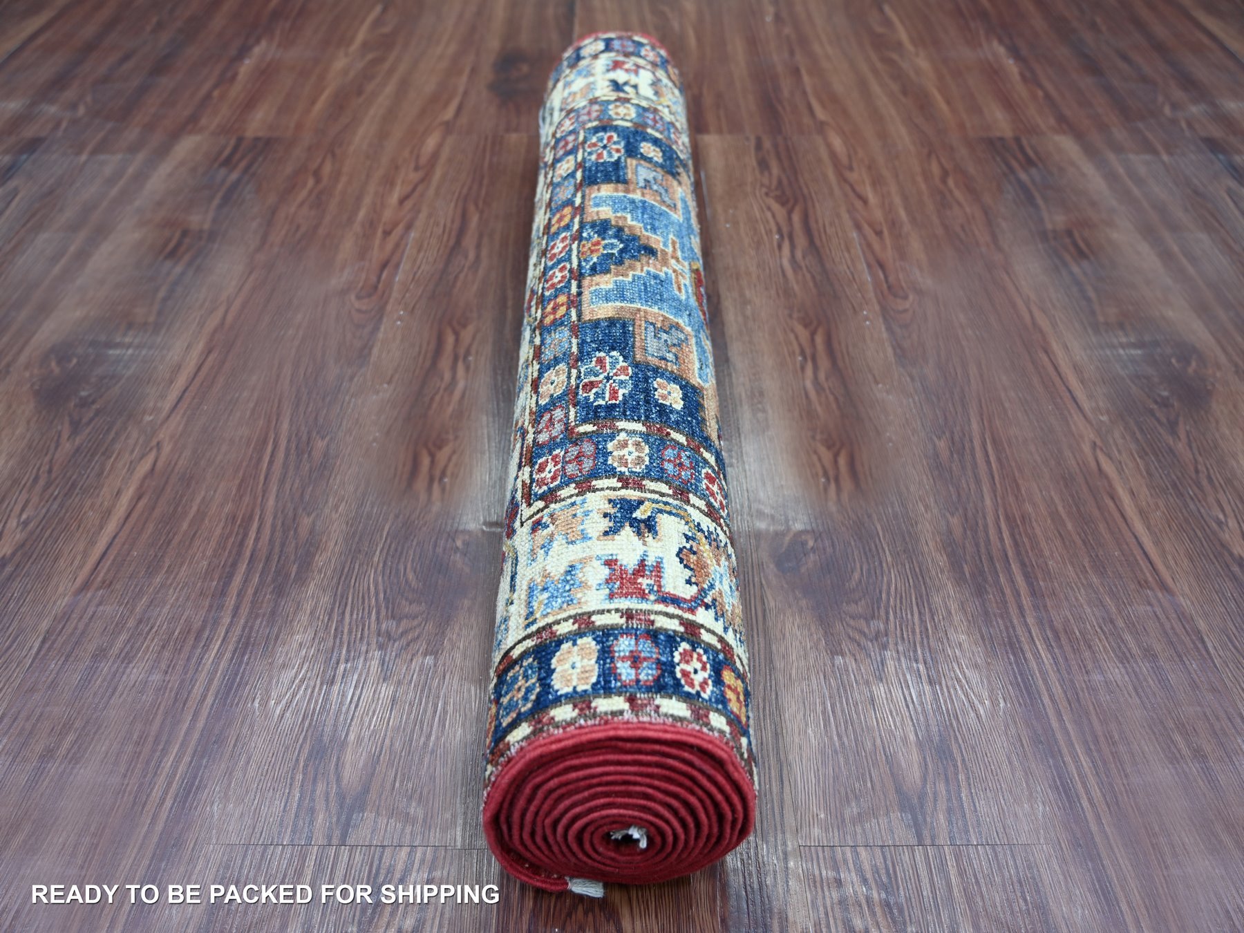 2'10"x9' Colorful, Vegetable Dyes, Afghan Super Kazak with Geometric Medallions Design, Hand Knotted, Pure Wool, Runner, Oriental Rug HR21870 - Image 4