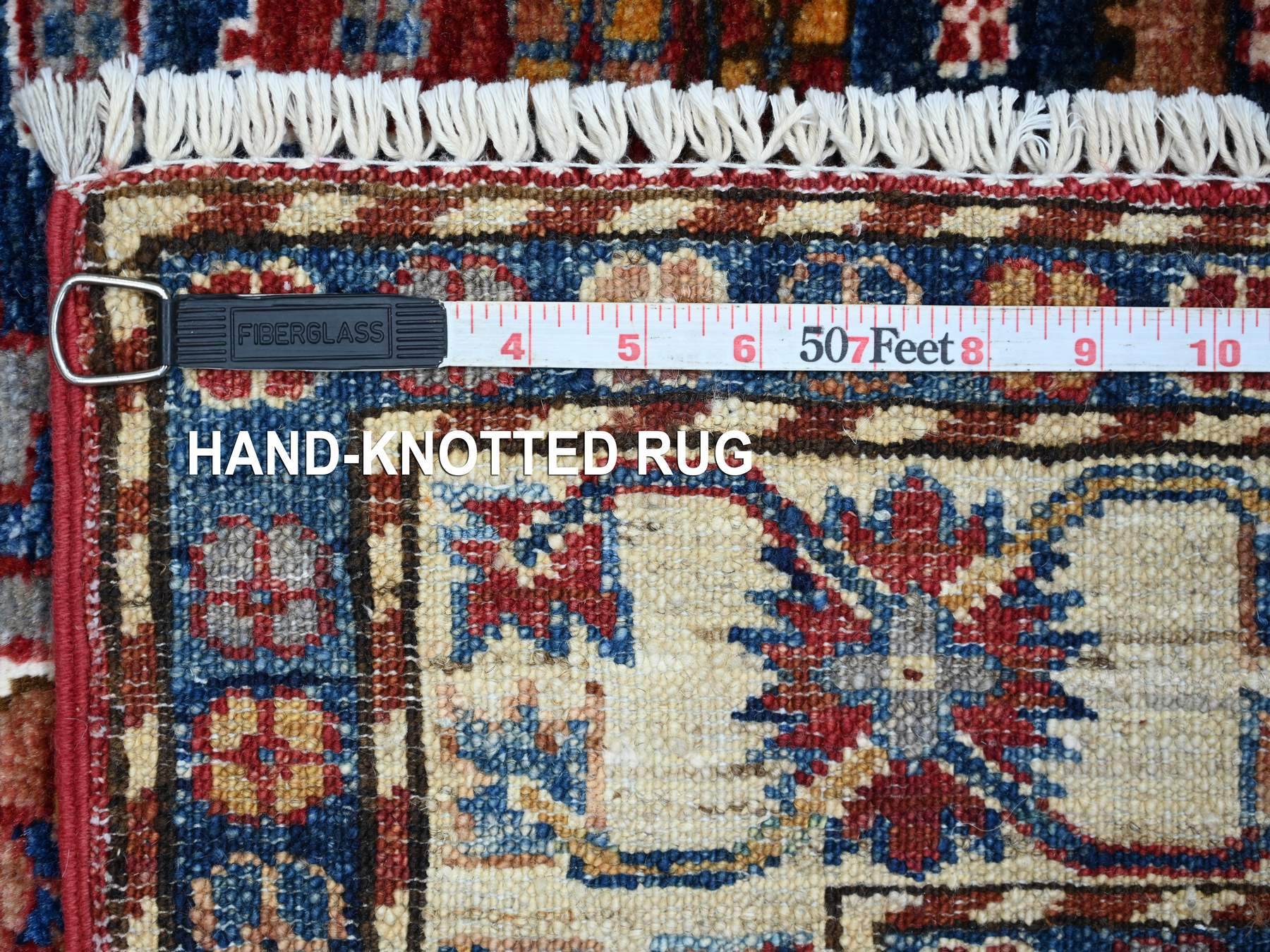 2'10"x9' Colorful, Vegetable Dyes, Afghan Super Kazak with Geometric Medallions Design, Hand Knotted, Pure Wool, Runner, Oriental Rug HR21870 - Image 6