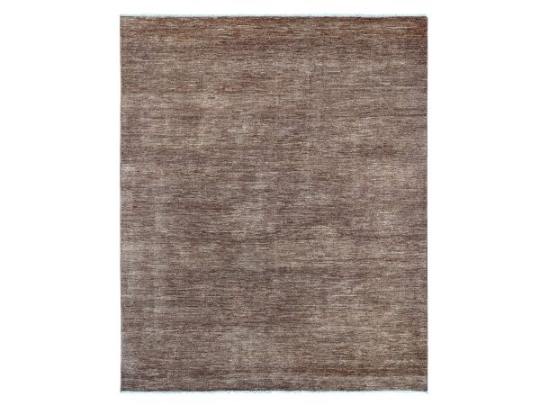 7'10"x9'7" Coffee Brown, Plain Solid Pattern, Hand Knotted, Hand Spun Ghazni Wool, Lush and Plush, Oriental Rug HR21893