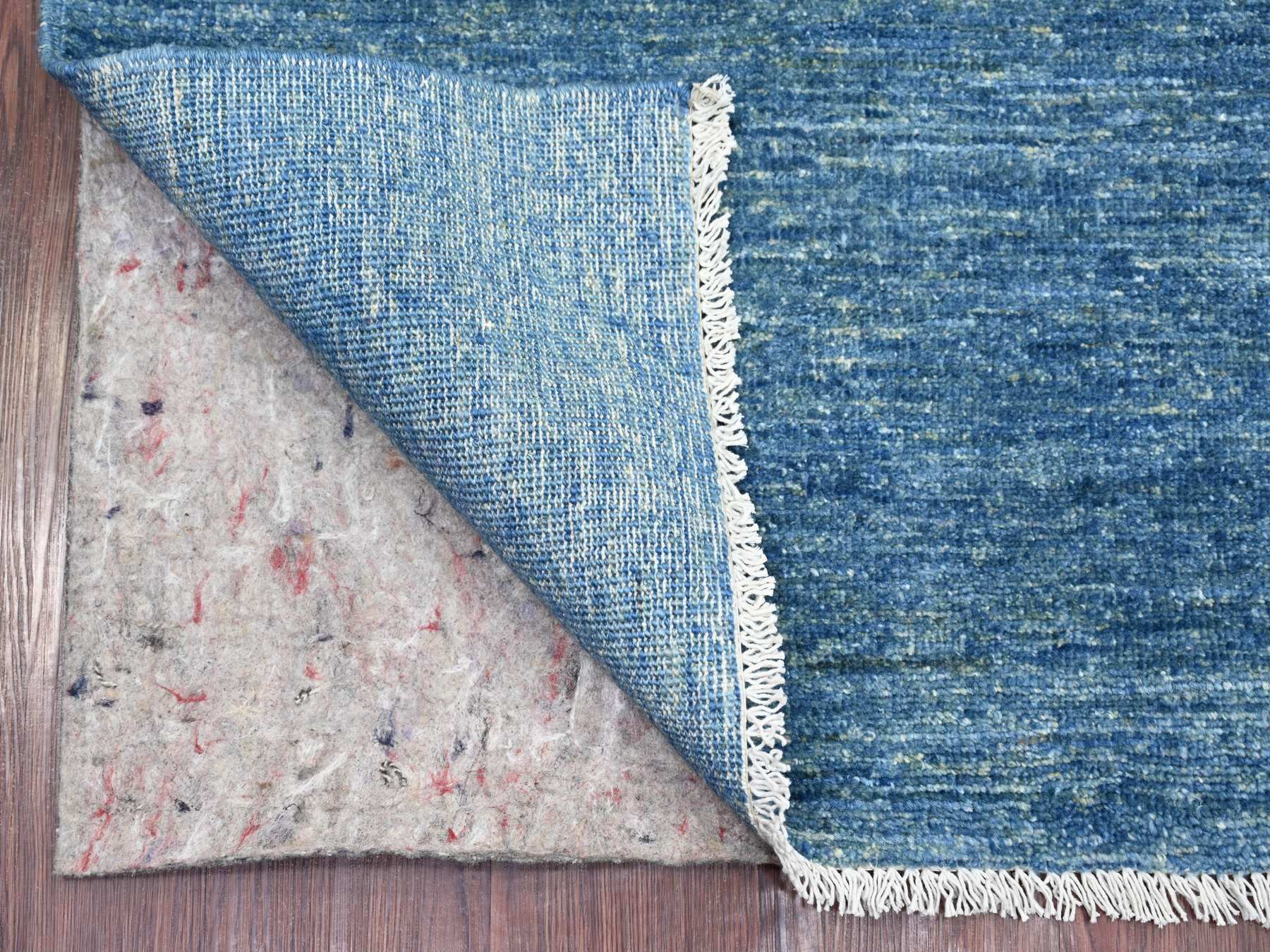 2'5"x7'9" Imperial Blue, Plain Solid Pattern, Hand Knotted, Lush and Plush, Hand Spun Ghazni Wool, Runner, Oriental Rug HR21902 - Image 2