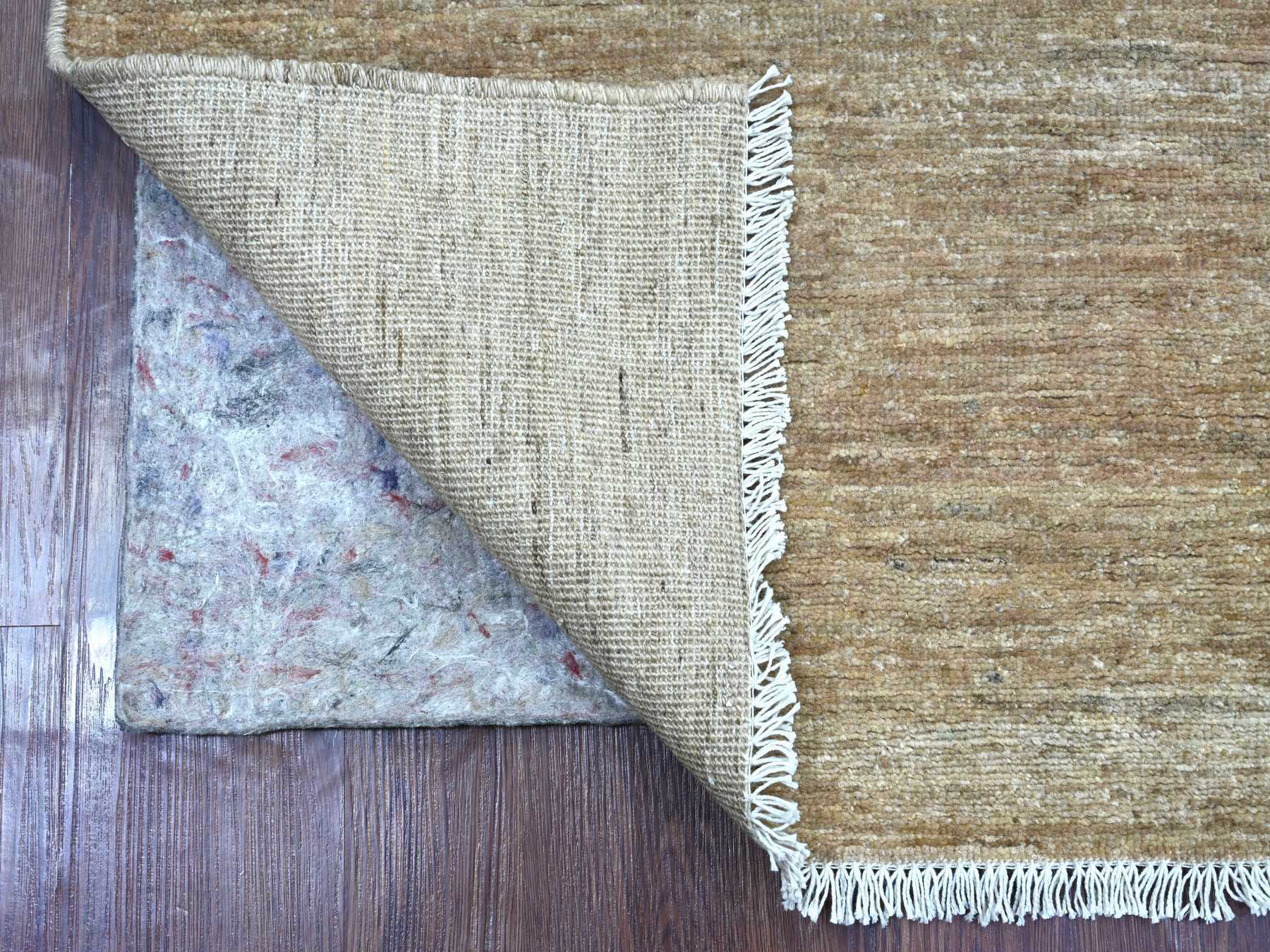 2'9"x9'8" Khaki Brown, Plain Solid Pattern, Hand Knotted, Hand Spun Ghazni Wool, Lush and Plush, Runner, Oriental Rug HR21932 - Image 2