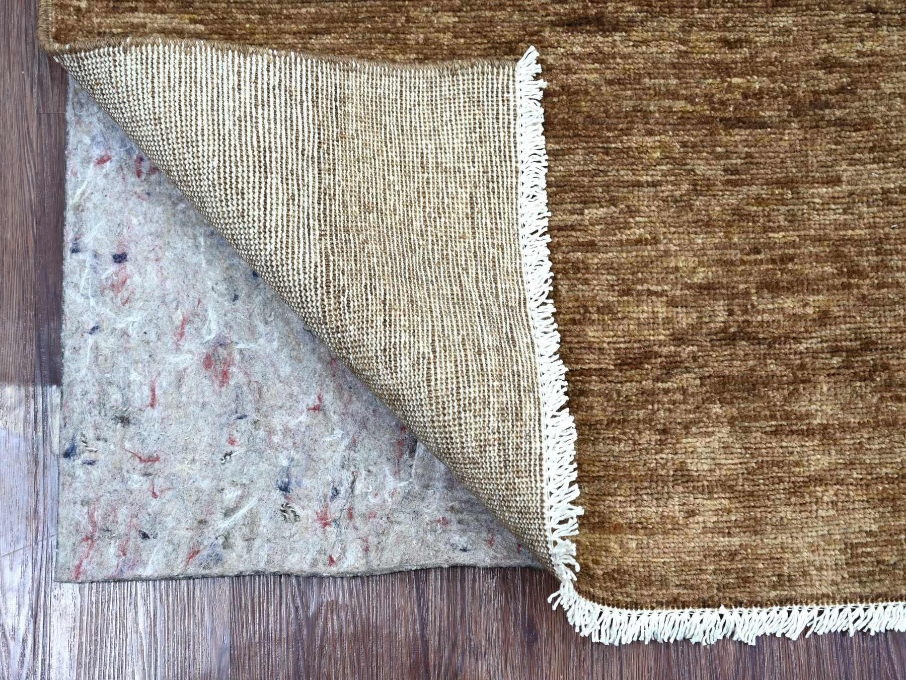 2'8"x7'4" Mocha Brown, Plain Solid Pattern, Hand Knotted, Hand Spun Ghazni Wool, Lush and Plush, Runner, Oriental Rug HR21936 - Image 2