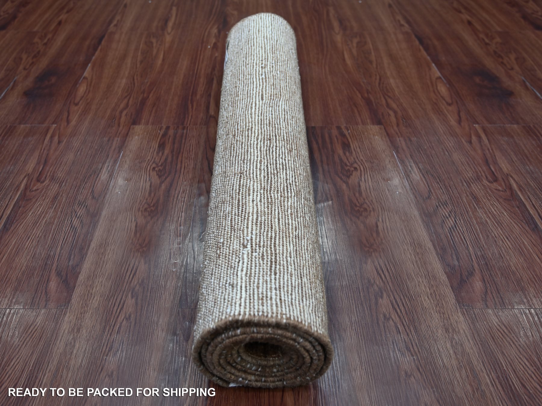 2'8"x7'4" Mocha Brown, Plain Solid Pattern, Hand Knotted, Hand Spun Ghazni Wool, Lush and Plush, Runner, Oriental Rug HR21936 - Image 4