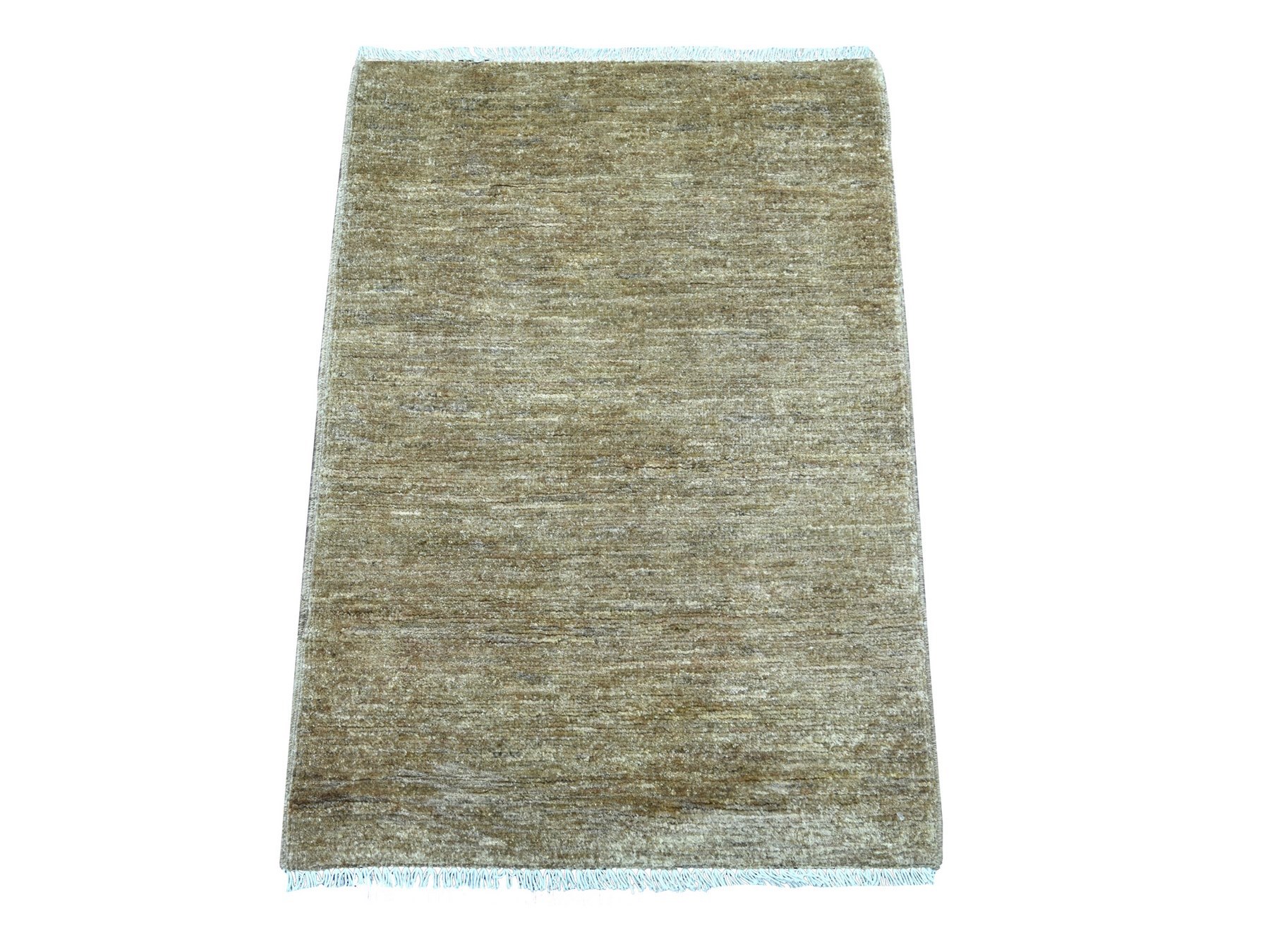 2'1"x3' Coffee Brown, Plain Solid Pattern, Hand Knotted, Hand Spun Ghazni Wool, Lush and Plush, Mat, Sample, Oriental Rug HR21938
