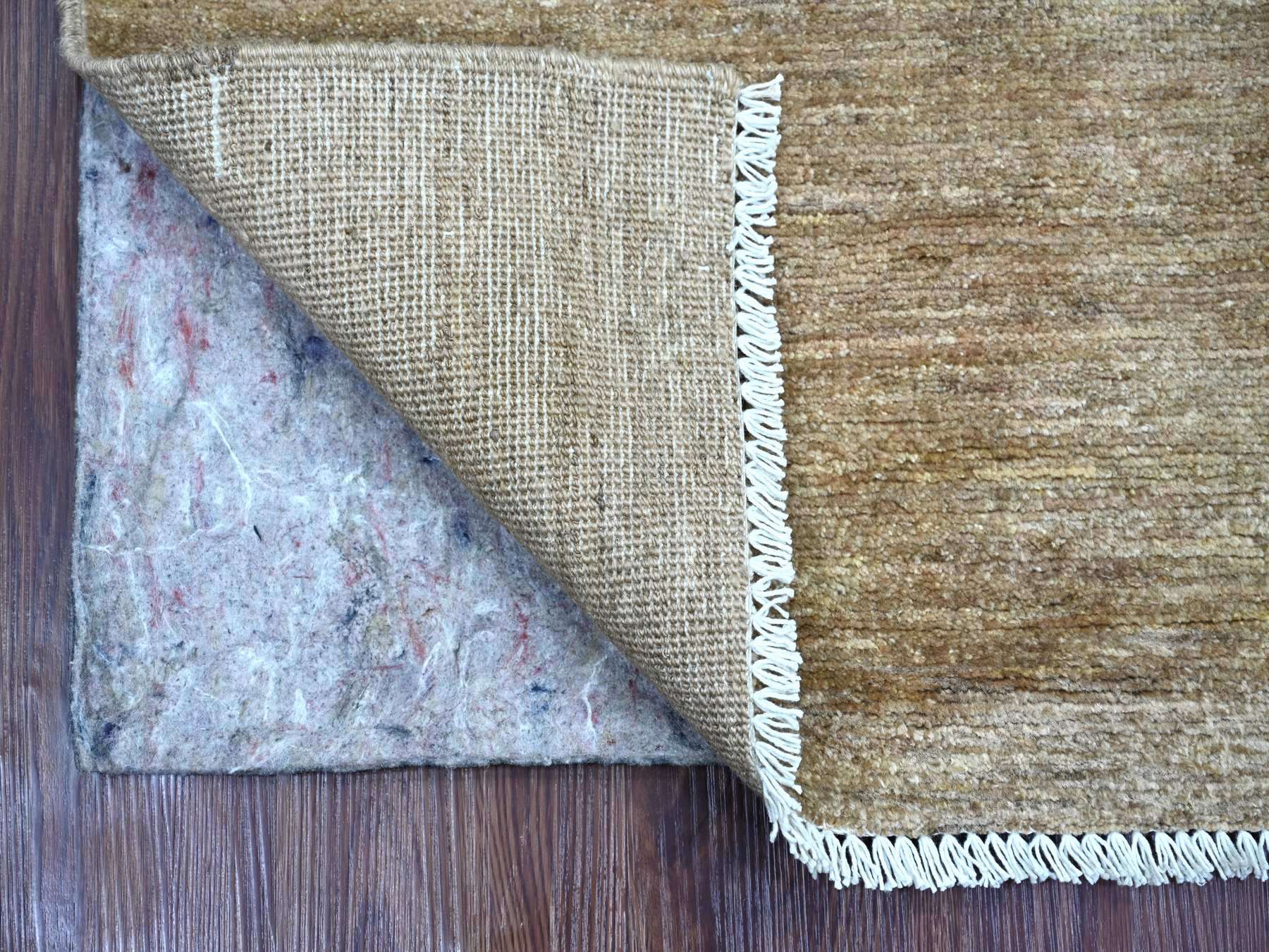 2'1"x3' Coffee Brown, Plain Solid Pattern, Hand Knotted, Hand Spun Ghazni Wool, Lush and Plush, Mat, Sample, Oriental Rug HR21938 - Image 2
