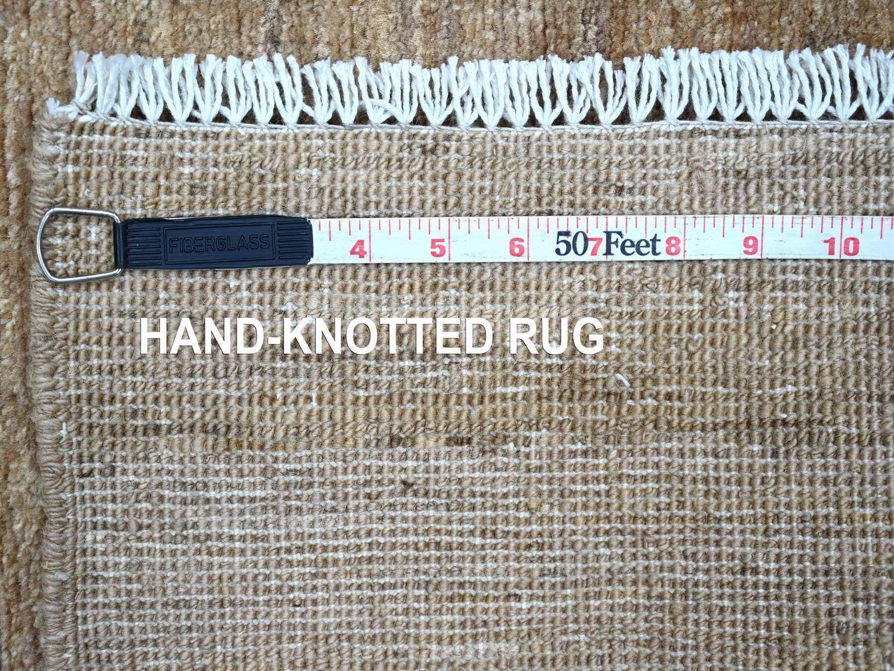 2'1"x3' Coffee Brown, Plain Solid Pattern, Hand Knotted, Hand Spun Ghazni Wool, Lush and Plush, Mat, Sample, Oriental Rug HR21938 - Image 6