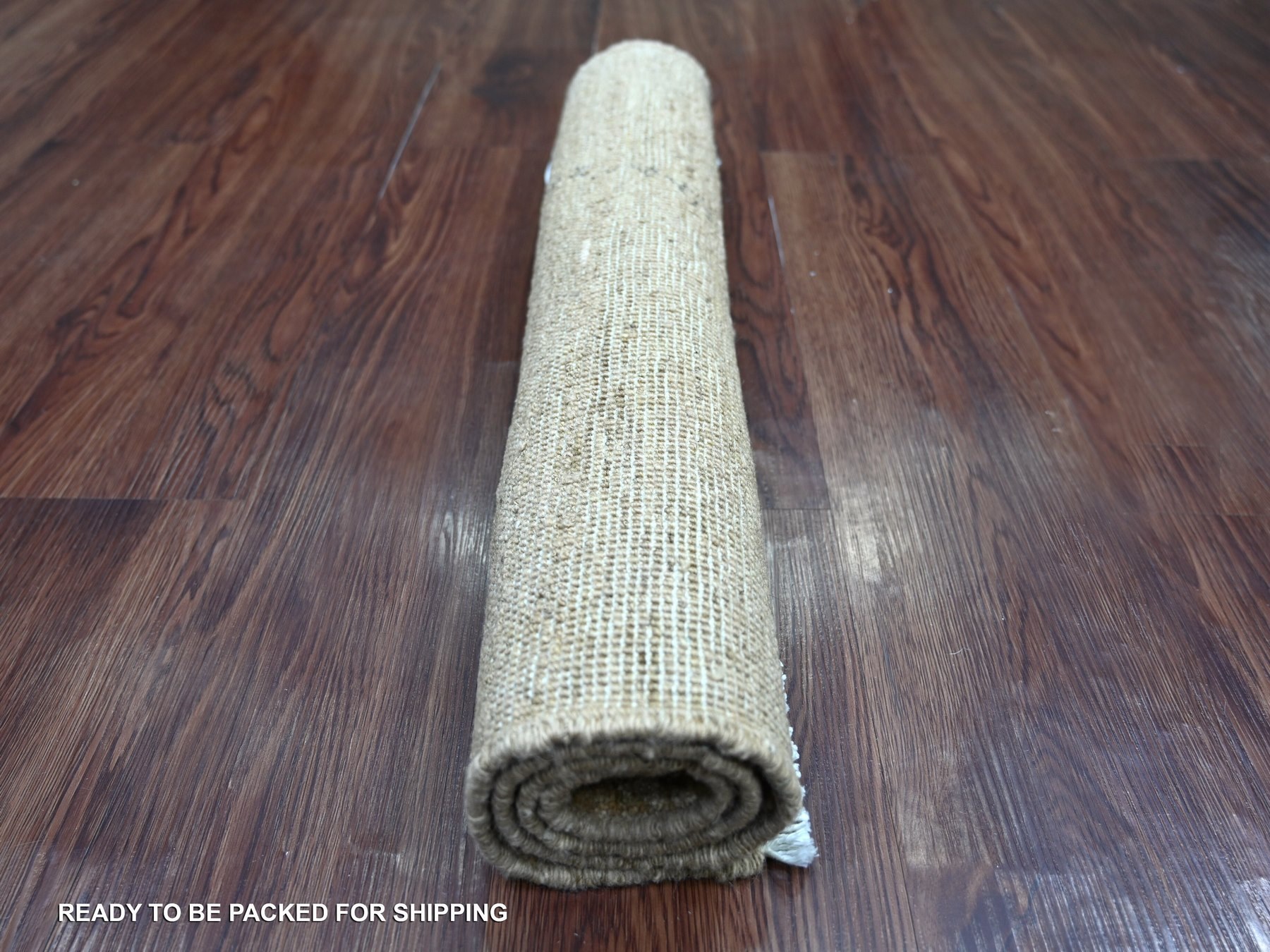 2'1"x2'10" Almond Brown, Plain Solid Pattern, Hand Knotted, Hand Spun Ghazni Wool, Lush and Plush, Mat, Sample, Oriental Rug HR21942 - Image 4