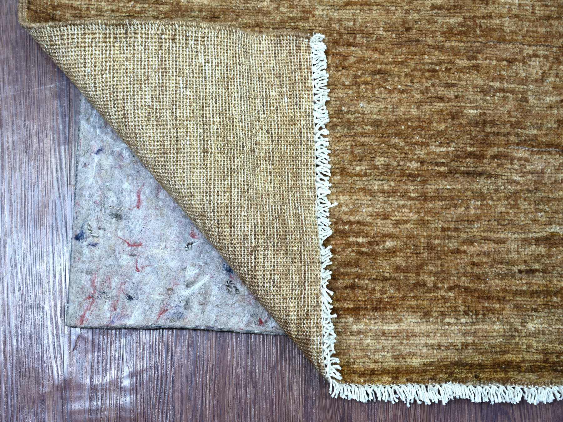 3'x6' Coffee Brown, Plain Solid Pattern, Hand Knotted, Hand Spun Ghazni Wool, Lush and Plush, Runner, Oriental Rug HR21945 - Image 2